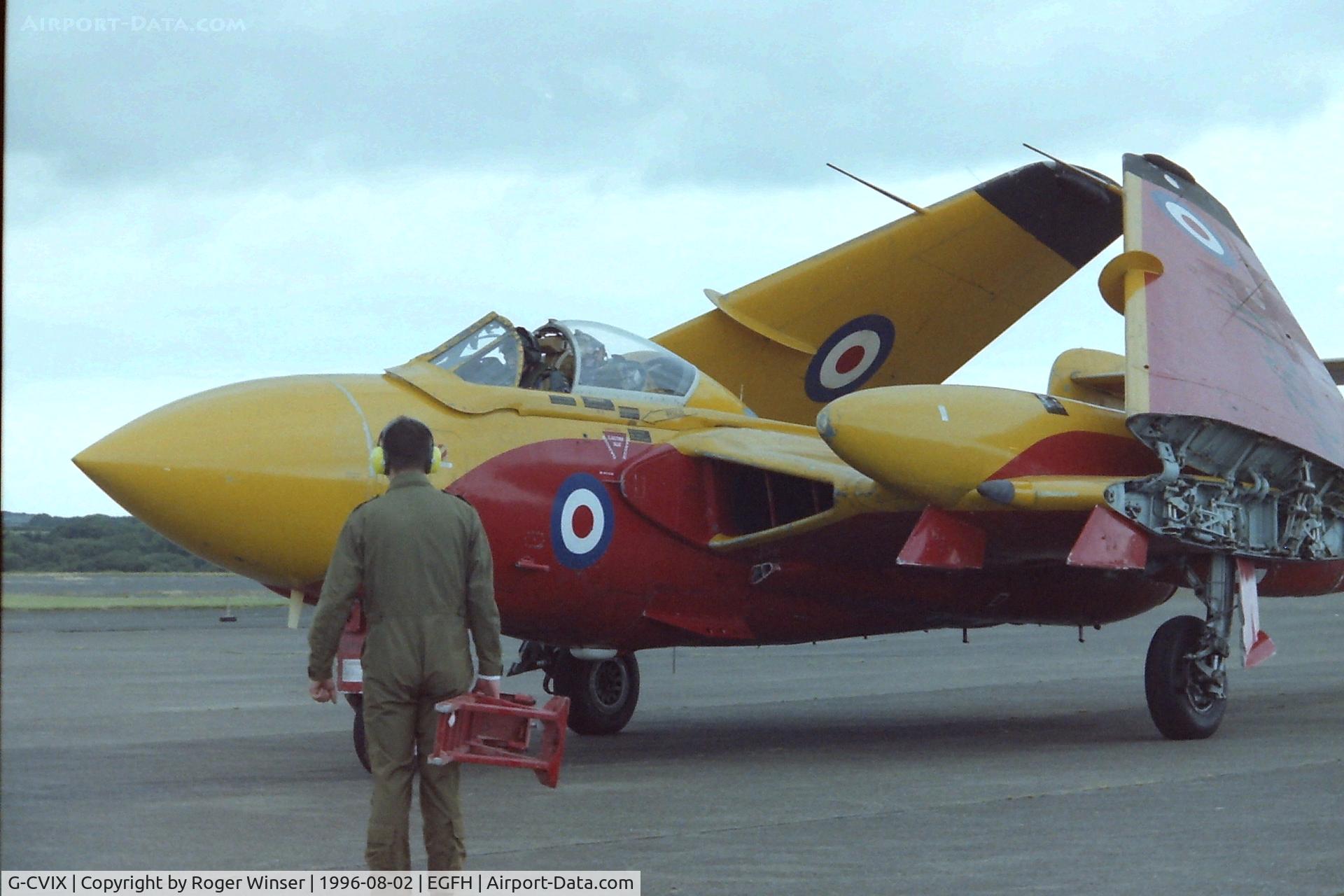 G-CVIX, 1963 De Havilland DH-110 Sea Vixen D.3 C/N 10132, DH Sea Vixen D.3 (ex-XP924) arrives at Swansea Airport as the latest addition to De Havilland Aviation's fleet of preserved aircraft.