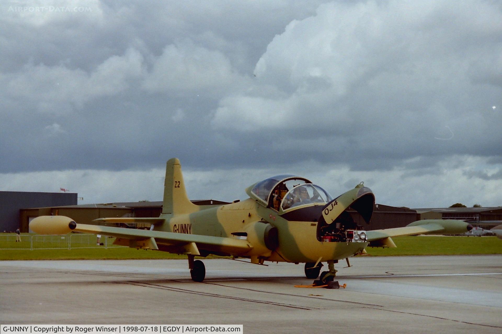 G-UNNY, 1970 BAC 167 Strikemaster Mk.87 C/N EEP/JP/2872, Ex-Botswana Defence Force Strikemaster coded Z2/OJ4 at RNAS Yeovilton Air Day 1998