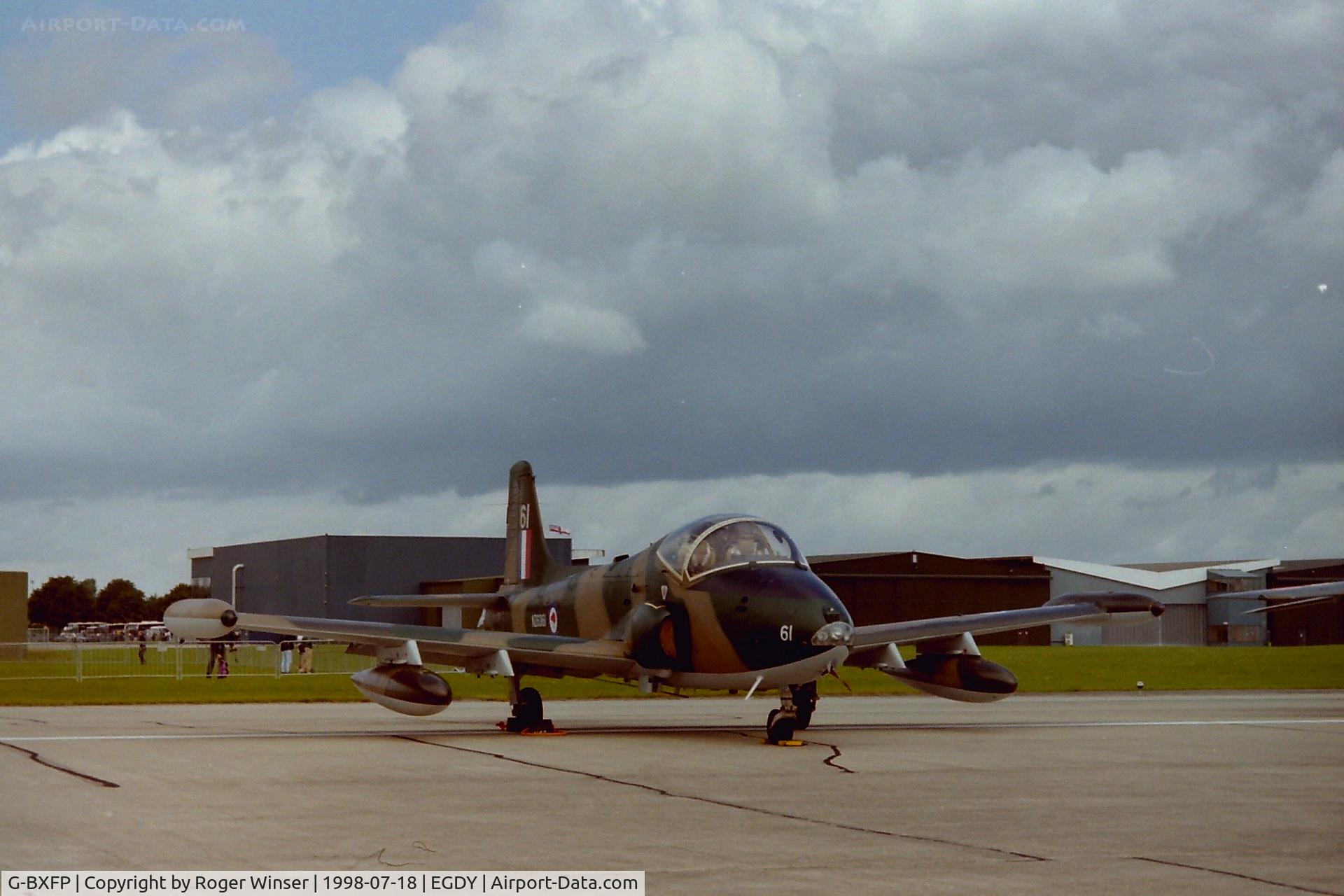 G-BXFP, 1970 BAC 167 Strikemaster Mk88 C/N EEP/JP-2873, Ex-Botswana Defence Force Strikemaster marked as NZ6361/61 at RNAS Yeovilton Air Day 1998