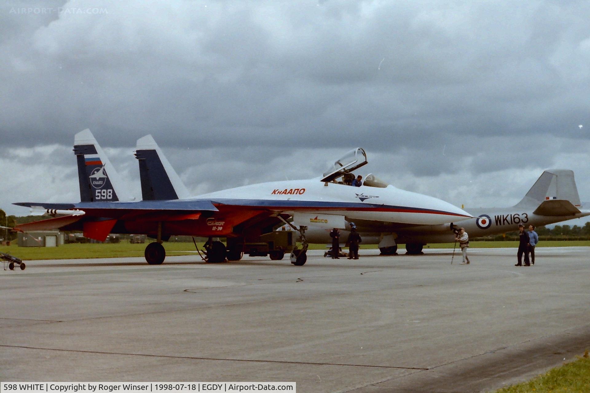 598 WHITE, Sukhoi Su-27P C/N 36911037820, Test Pilots Team Flanker at RNAS Yeovilton Air Day 1998