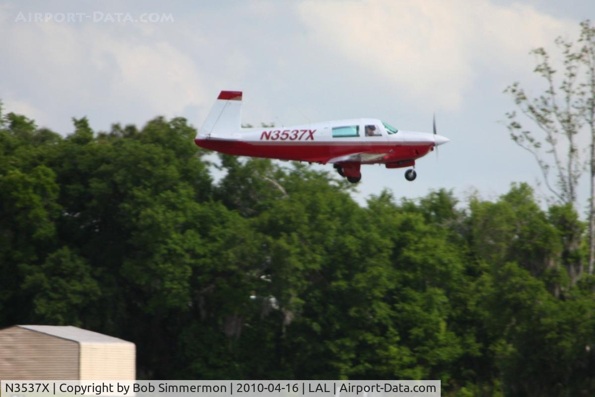 N3537X, 1966 Mooney M20F Executive C/N 670074, Arriving at Lakeland, Florida during Sun N Fun 2010.
