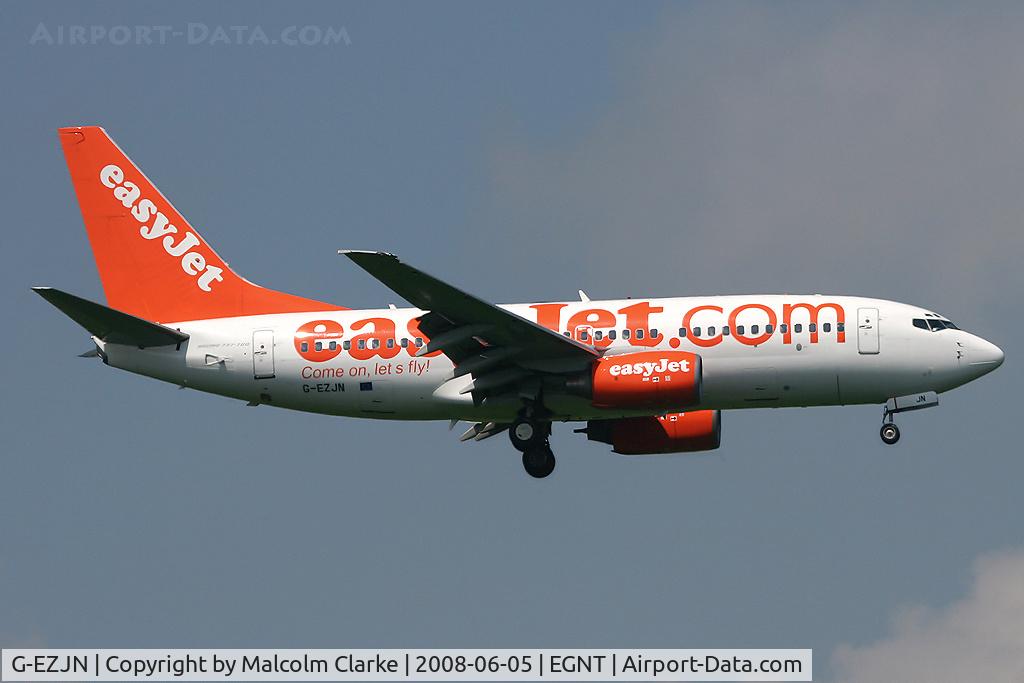 G-EZJN, 2002 Boeing 737-73V C/N 30249, Boeing 737-73V on finals to 07 at Newcastle Airport in 2008.