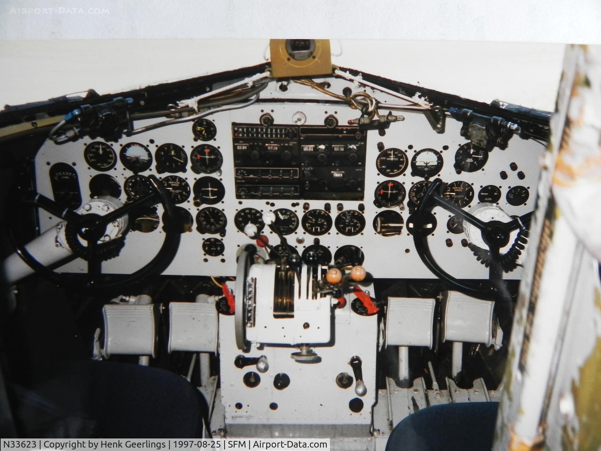 N33623, 1944 Douglas DC-3C C/N 20215, Northeast Airlines Cockpit  Scan from photo  I made in 1997 