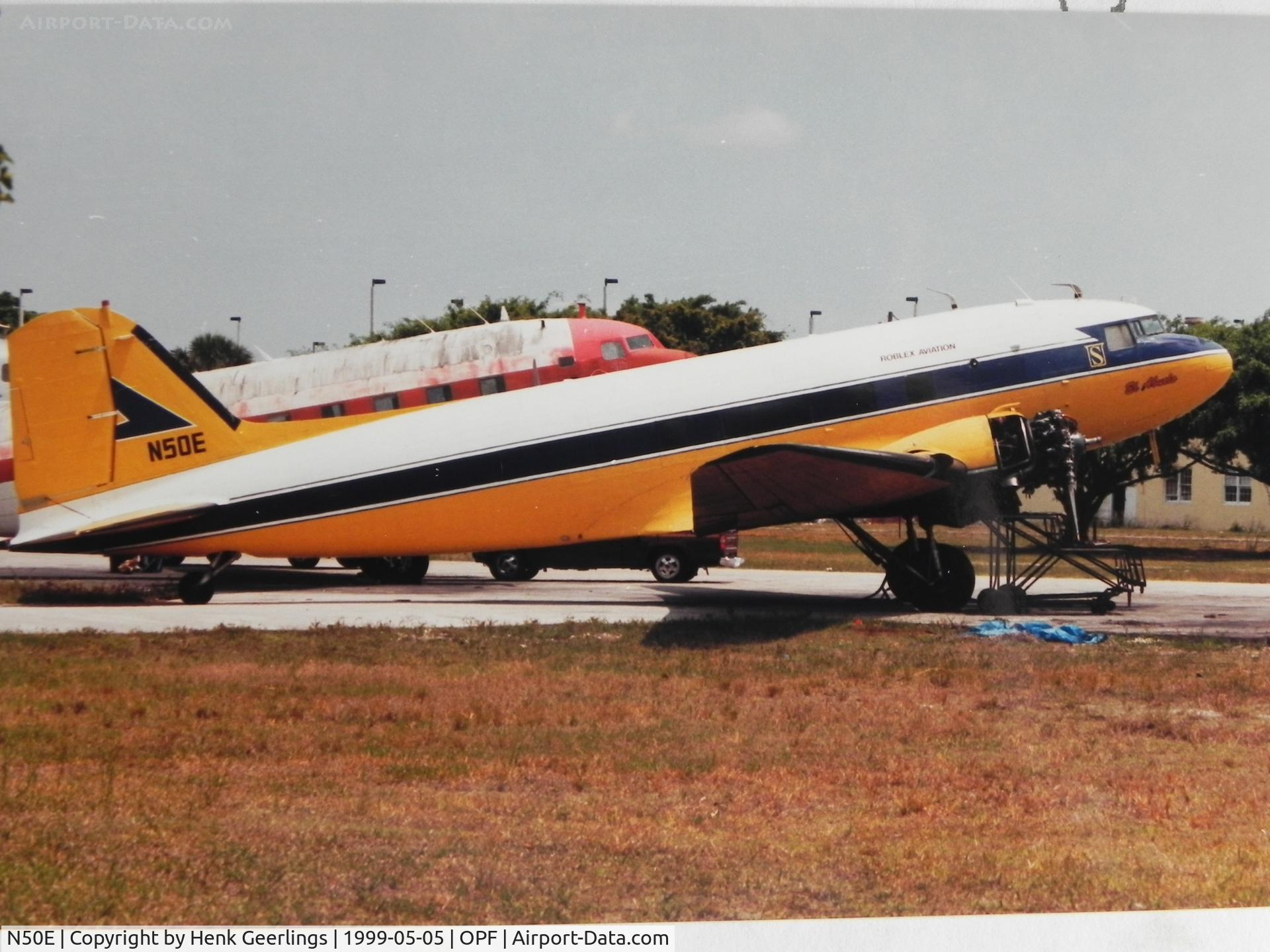 N50E, 1943 Douglas DC3A C/N 11657, Roblex Aviation , Opa Locka ; scan from photo  I made in 1999