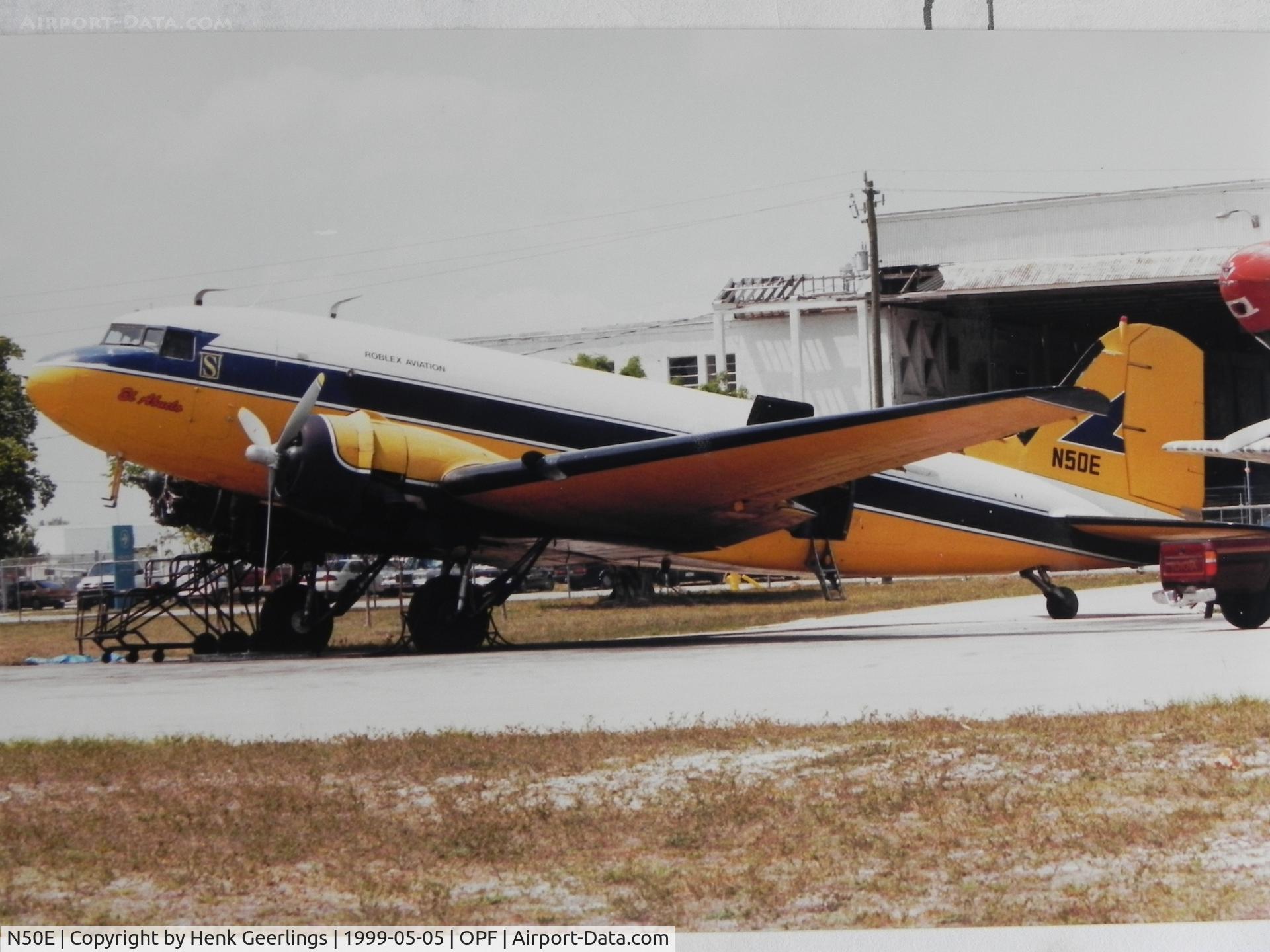 N50E, 1943 Douglas DC3A C/N 11657, Poblex Aviation ; Scan from photoI made in 1999