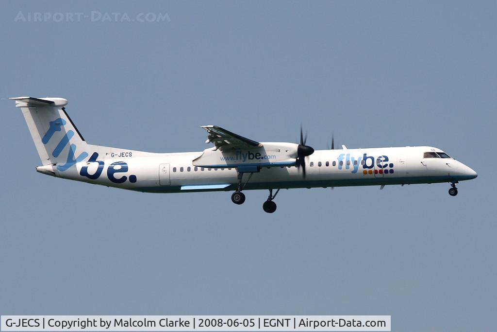 G-JECS, 2006 De Havilland Canada DHC-8-402Q Dash 8 C/N 4142, De Havilland Canada DHC-8-402Q Dash 8 on finals to 07 at Newcastle Airport in 2008.