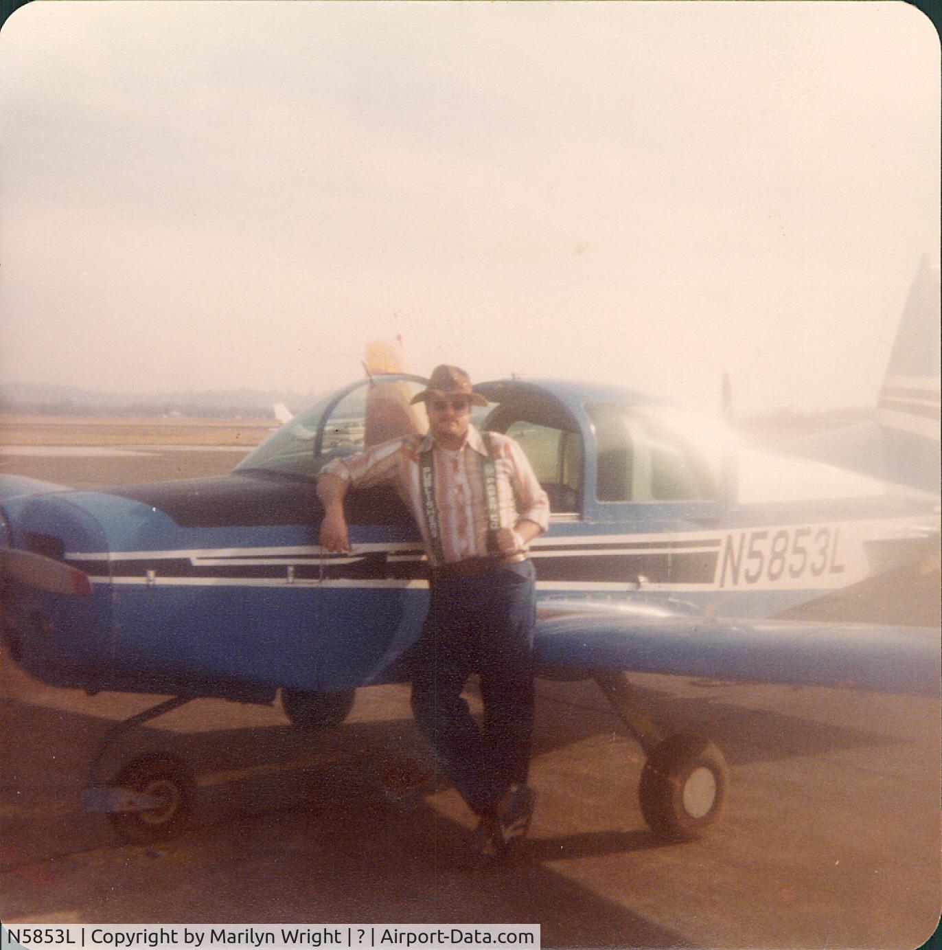 N5853L, 1972 American AA-5 C/N AA5-0053, Don Wright By his plane, circa late 1970.