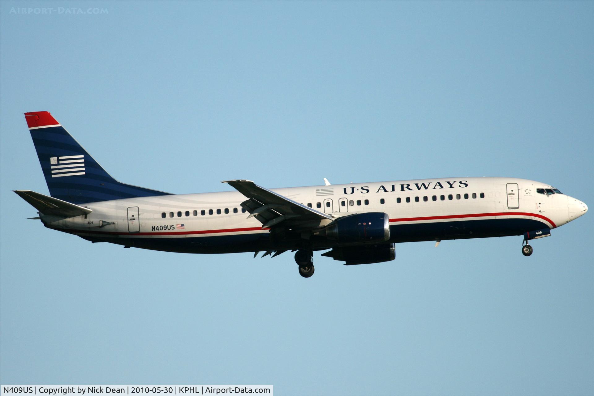 N409US, 1988 Boeing 737-401 C/N 23879, KPHL