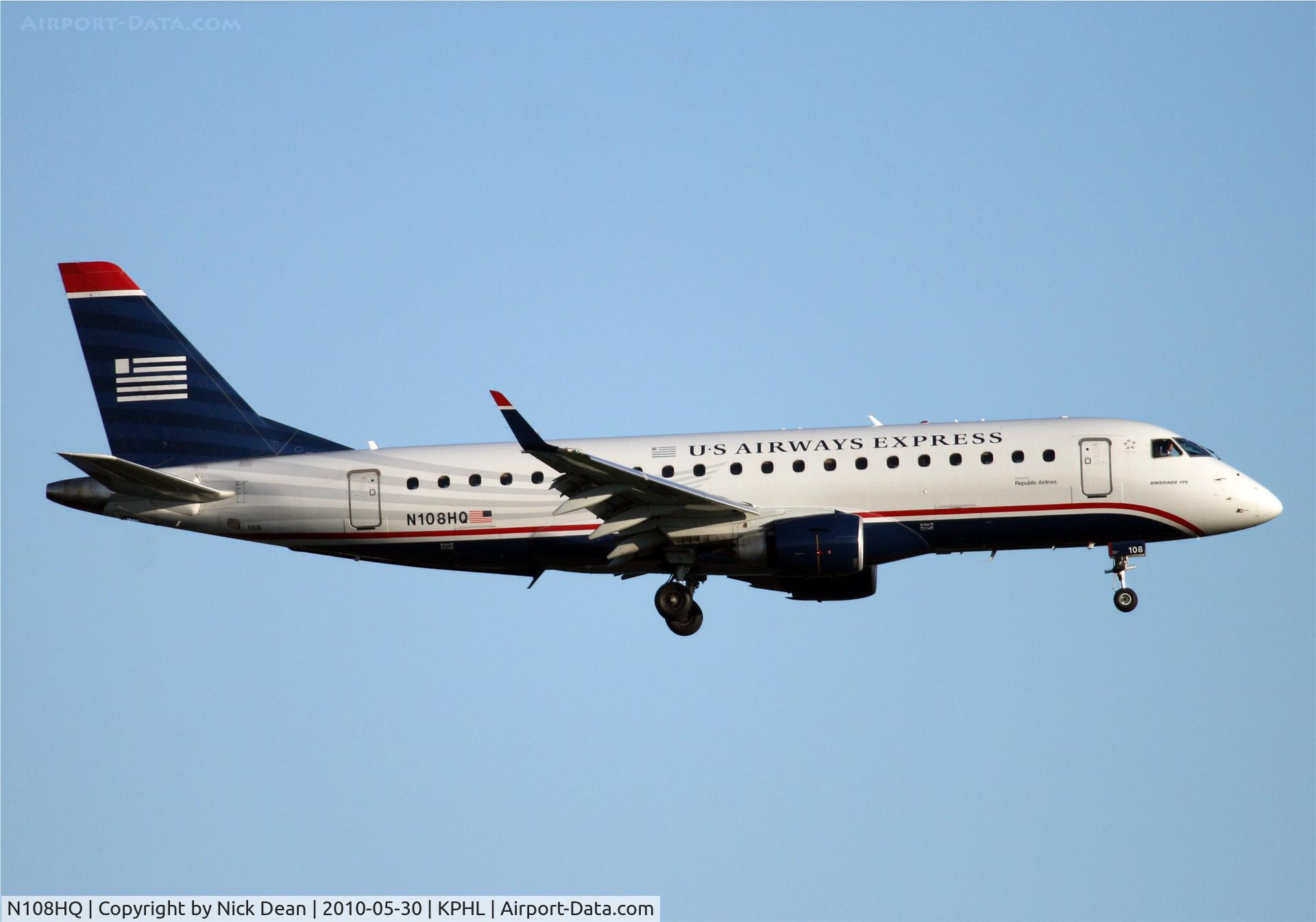 N108HQ, 2007 Embraer 175LR (ERJ-170-200LR) C/N 17000166, KPHL
