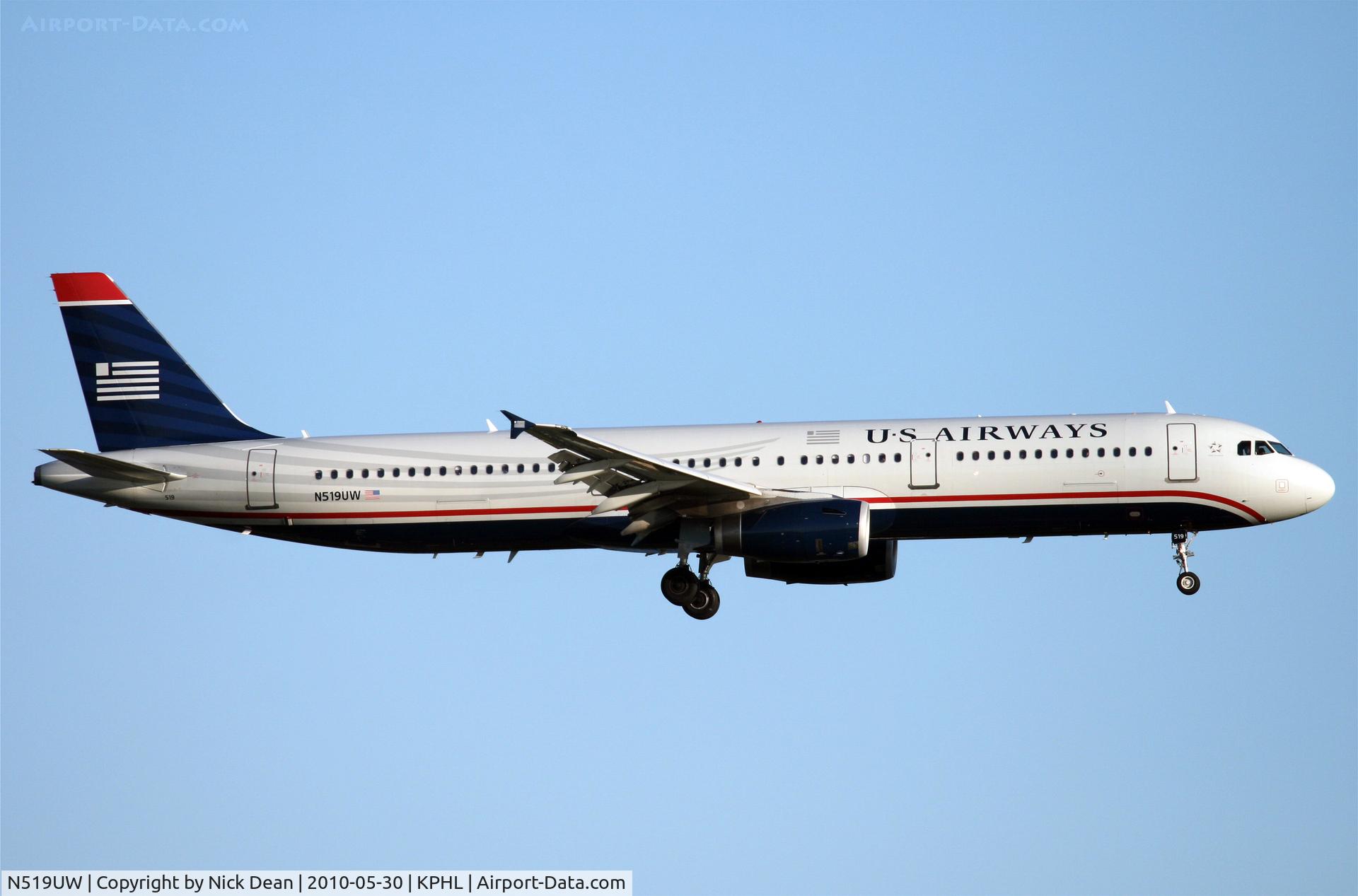 N519UW, 2009 Airbus A321-231 C/N 3881, KPHL