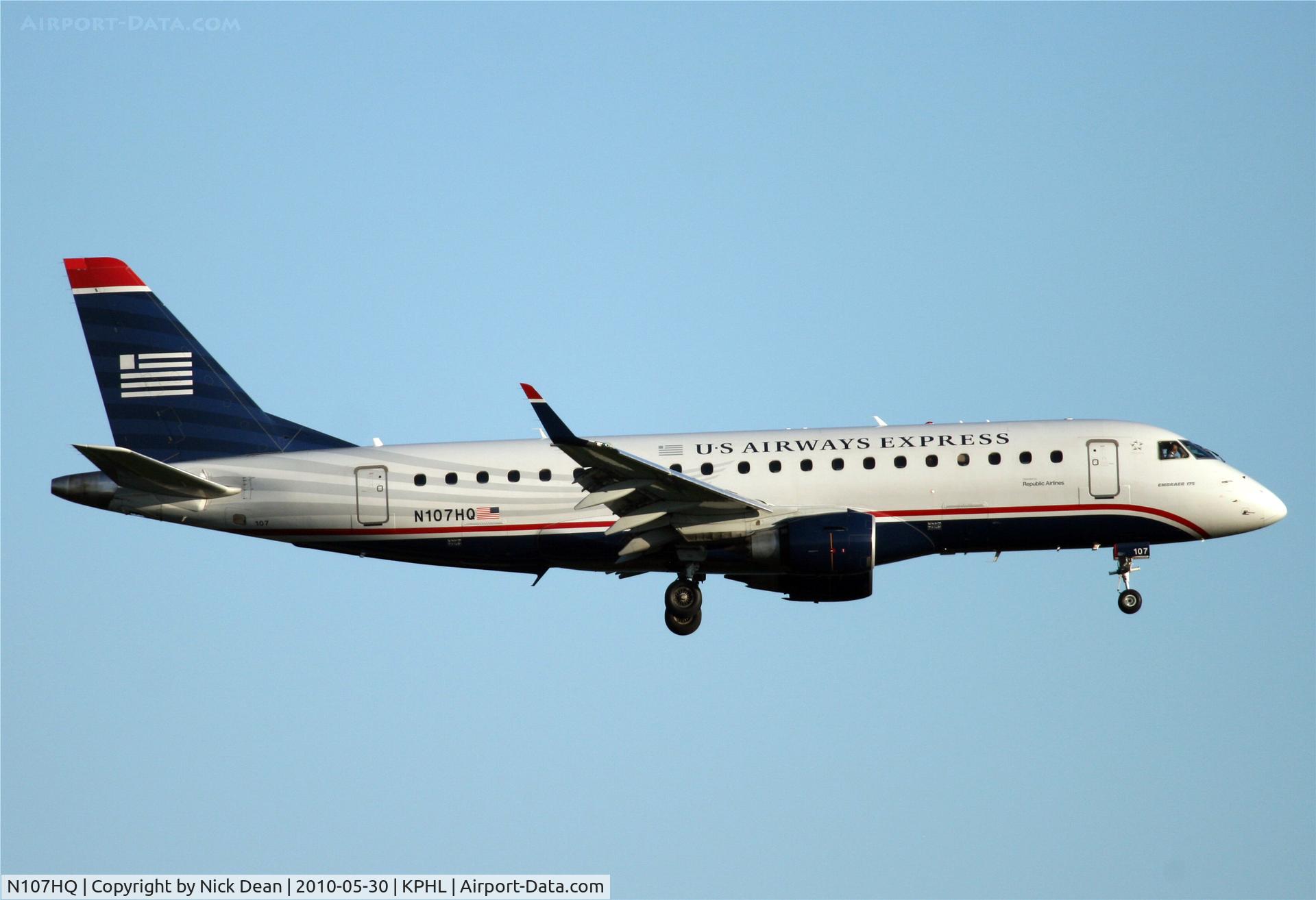 N107HQ, 2007 Embraer 175LR (ERJ-170-200LR) C/N 17000165, KPHL