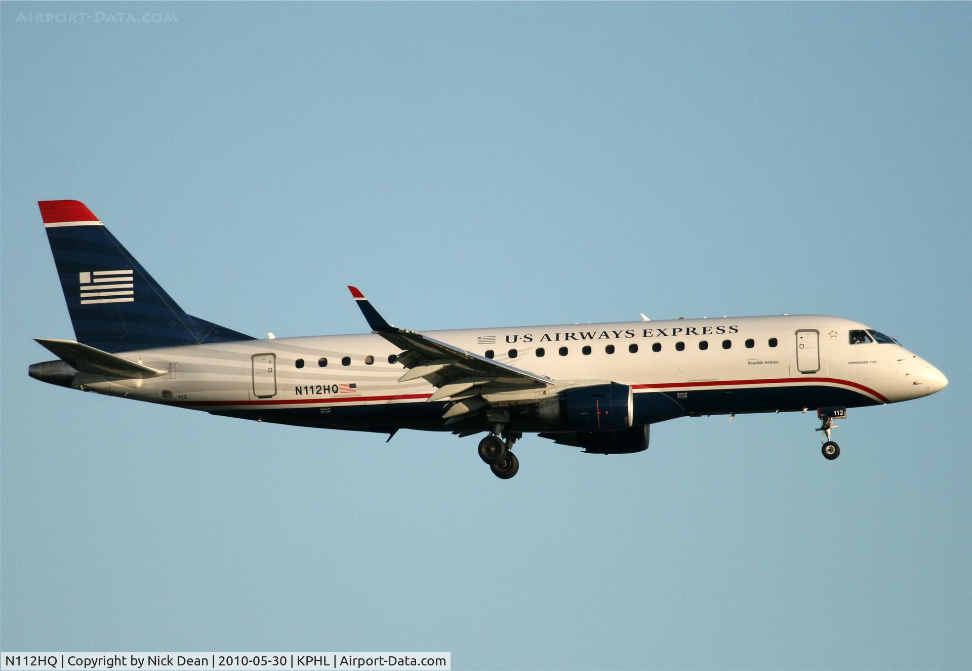 N112HQ, 2007 Embraer 175LR (ERJ-170-200LR) C/N 17000174, KPHL