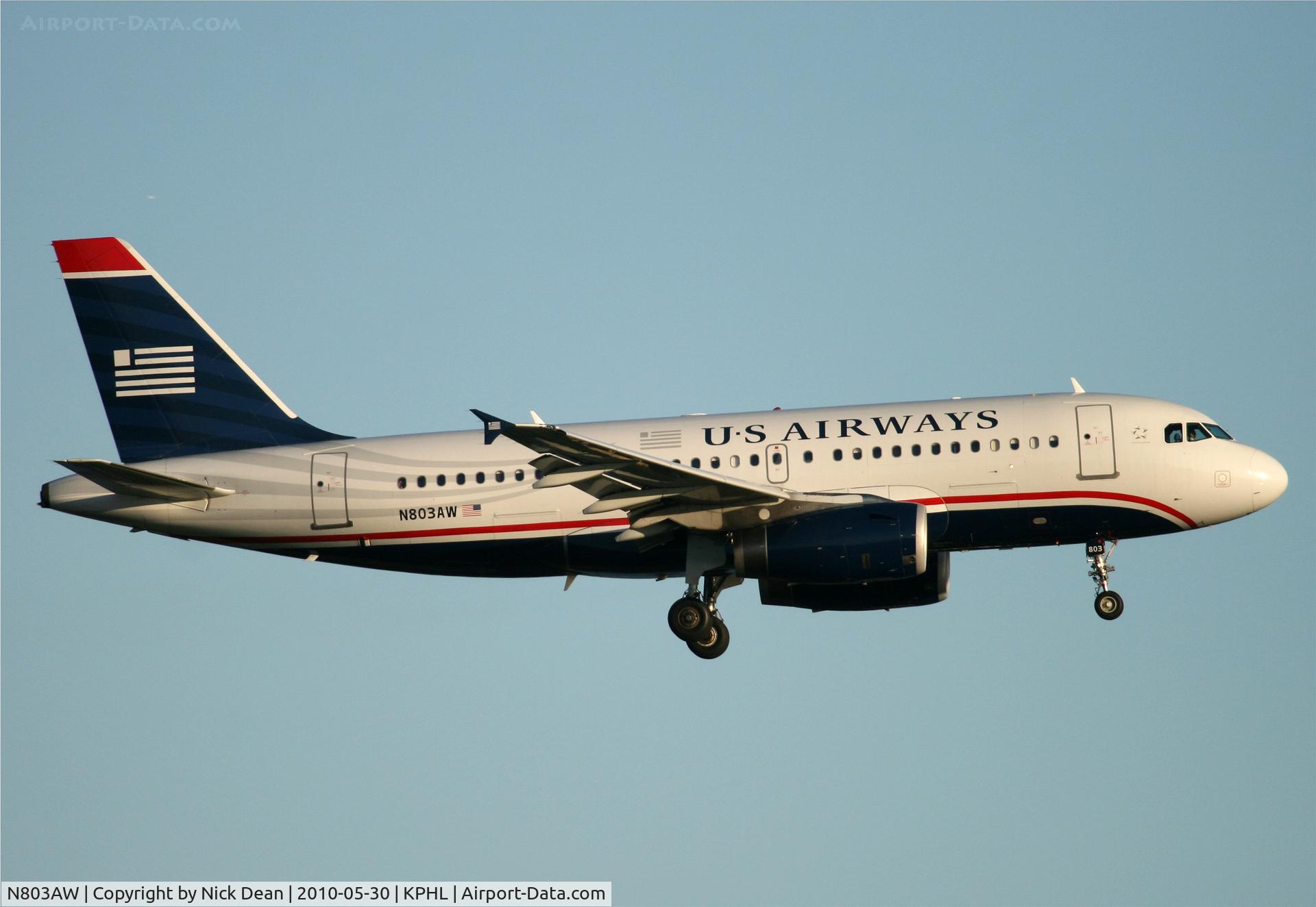 N803AW, 1998 Airbus A319-132 C/N 0931, KPHL