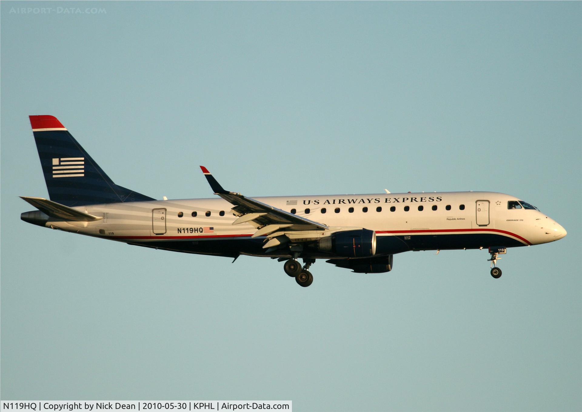 N119HQ, 2007 Embraer 175LR (ERJ-170-200LR) C/N 17000190, KPHL