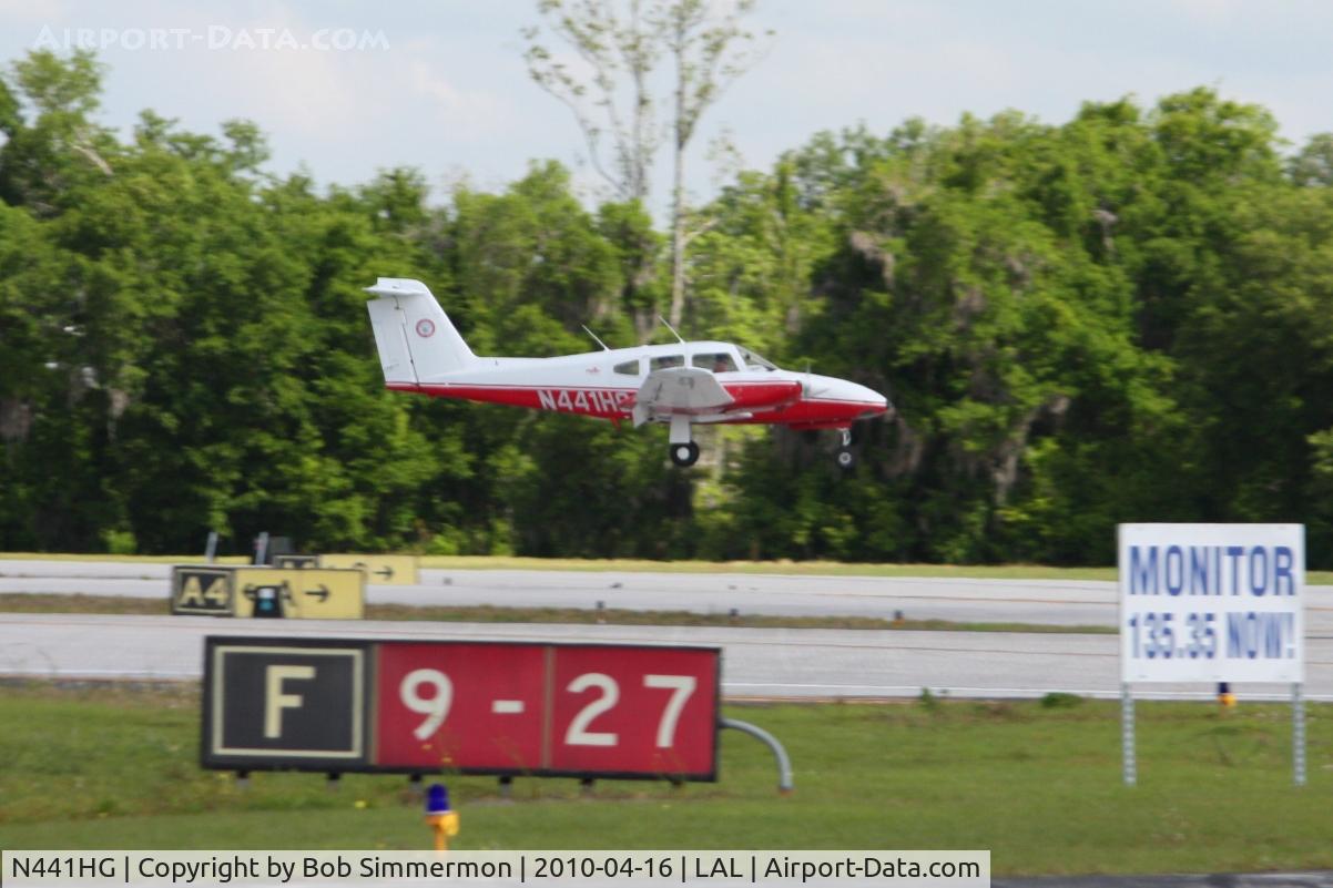 N441HG, 1995 Piper PA-44-180 Seminole C/N 4496003, Arriving at Lakeland, Florida during Sun N Fun 2010.