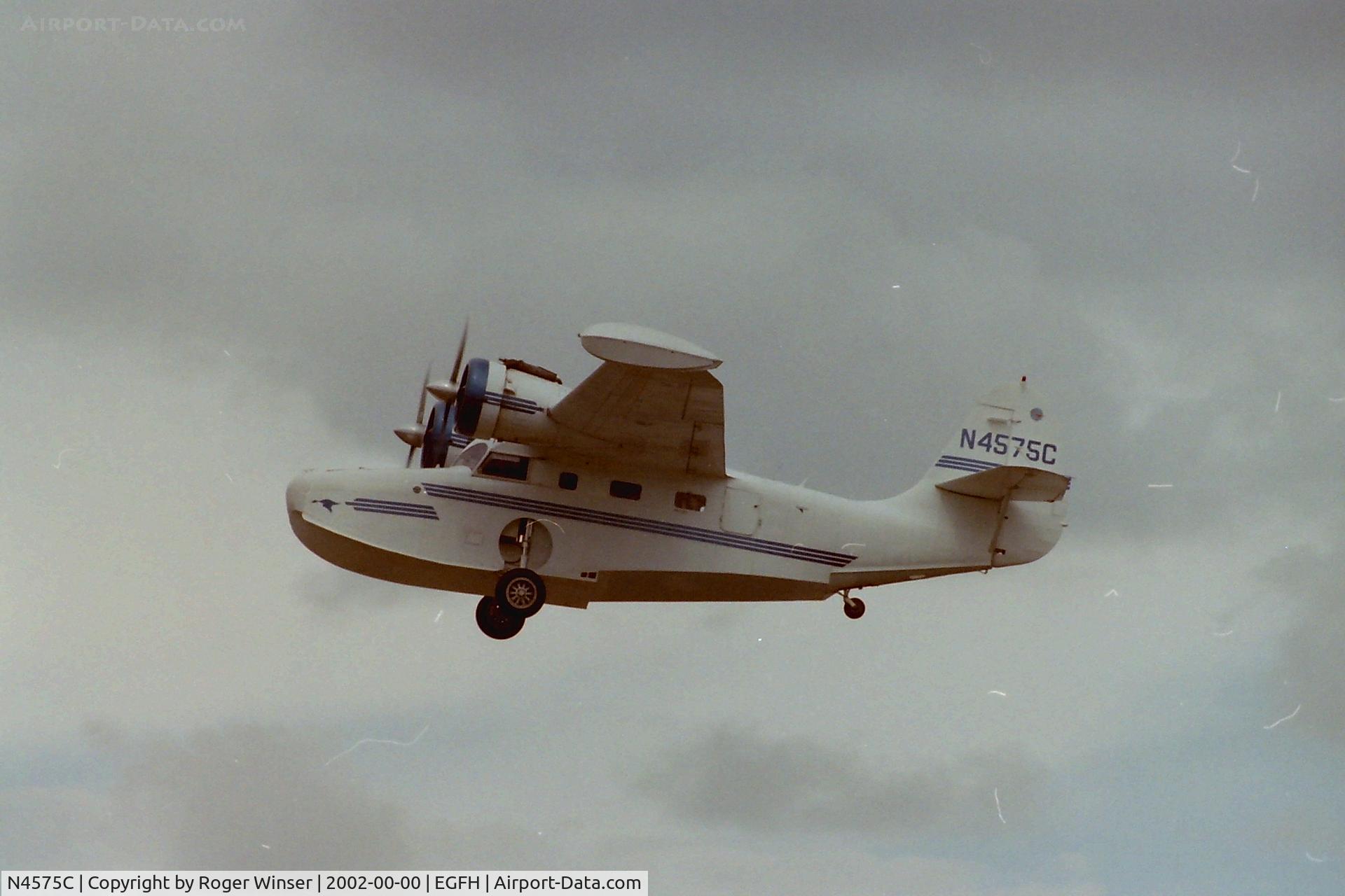 N4575C, 1945 Grumman G-21A Goose C/N B-120, Grumman Goose departing Swansea Airport late Spring 2002