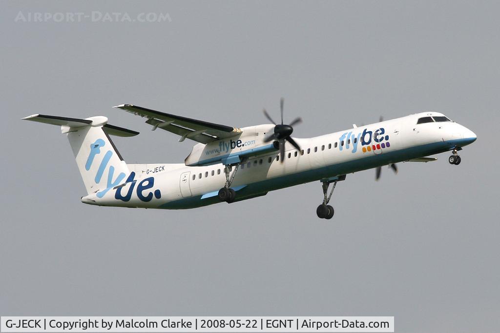 G-JECK, 2005 De Havilland Canada DHC-8-402Q Dash 8 C/N 4113, De Havilland Canada DHC-8-402Q Dash 8 on short final to 07 at Newcastle Airport in 2008.