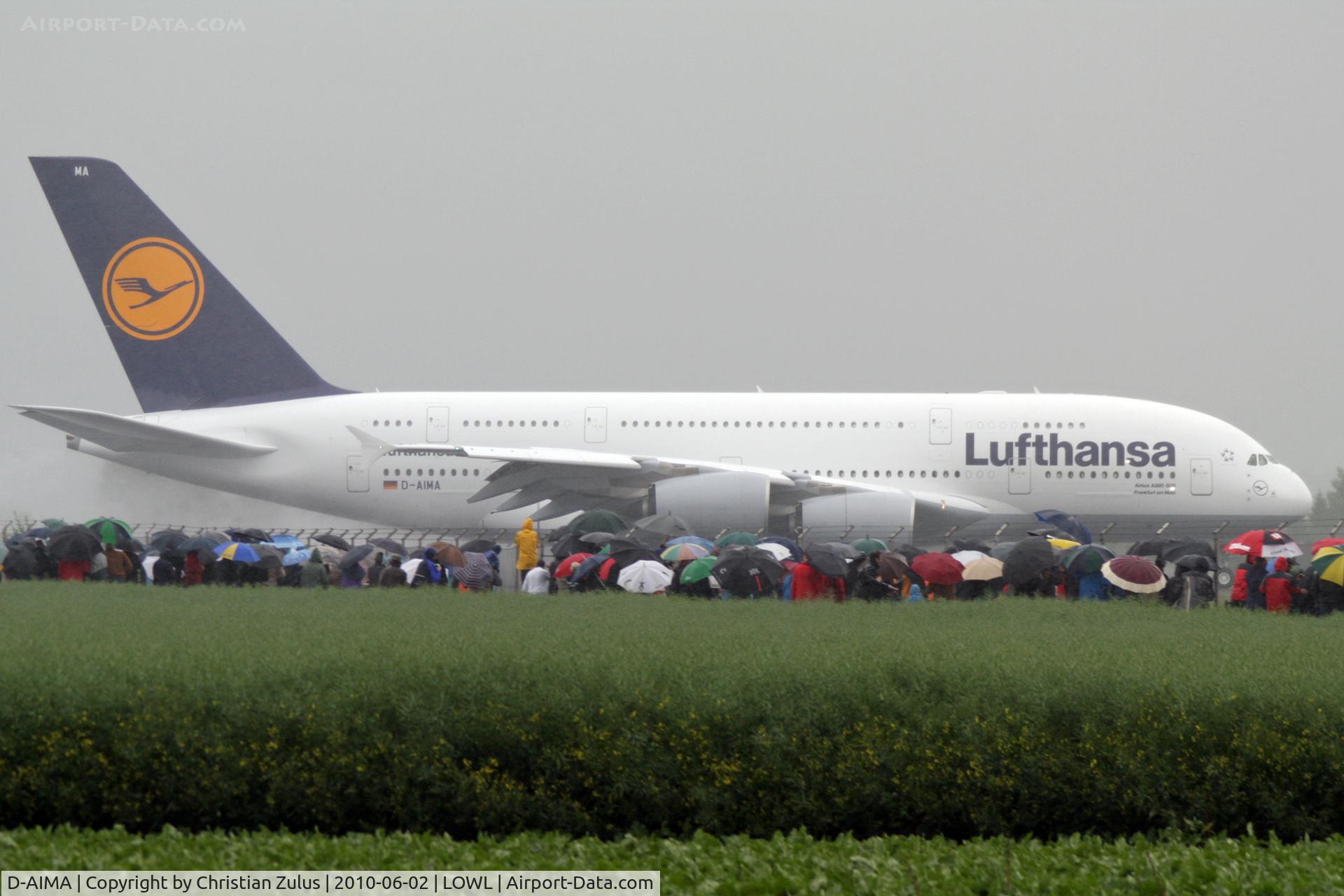 D-AIMA, 2010 Airbus A380-841 C/N 038, Lufthansa (heavy rain)