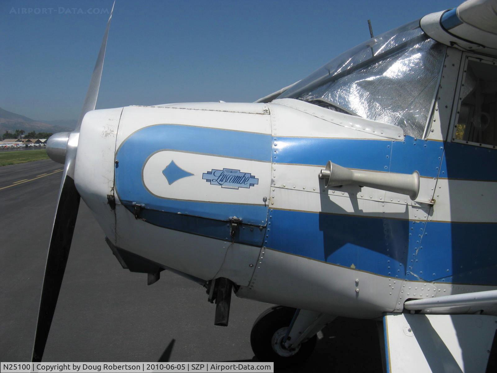N25100, 1939 Luscombe 8A C/N 1024, 1939 Luscombe 8A, Continental A&C65b 65 Hp, vintage cowl logo and venturi