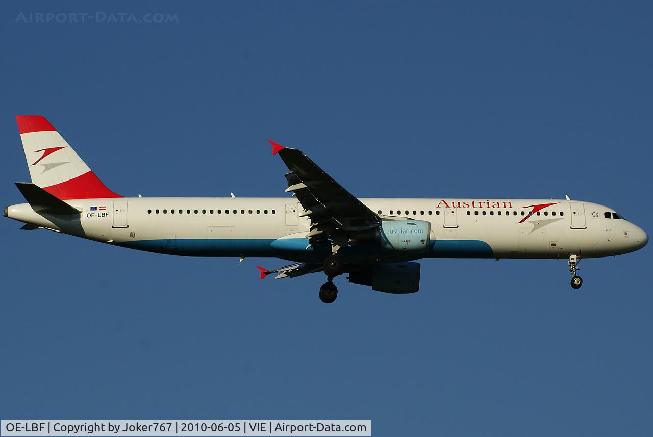 OE-LBF, 2001 Airbus A321-211 C/N 1458, Austrian Airlines Airbus A321-211