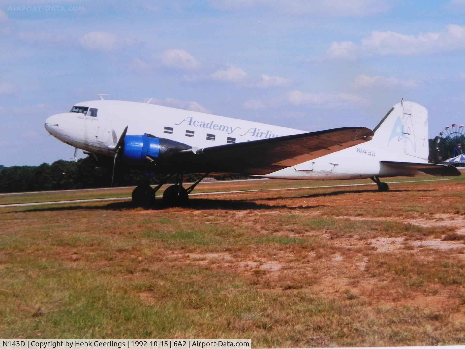 N143D, 1938 Douglas DC-3A-S4C4G C/N 2054, Academy Airlines

Scan from photo taken in Oct  1992