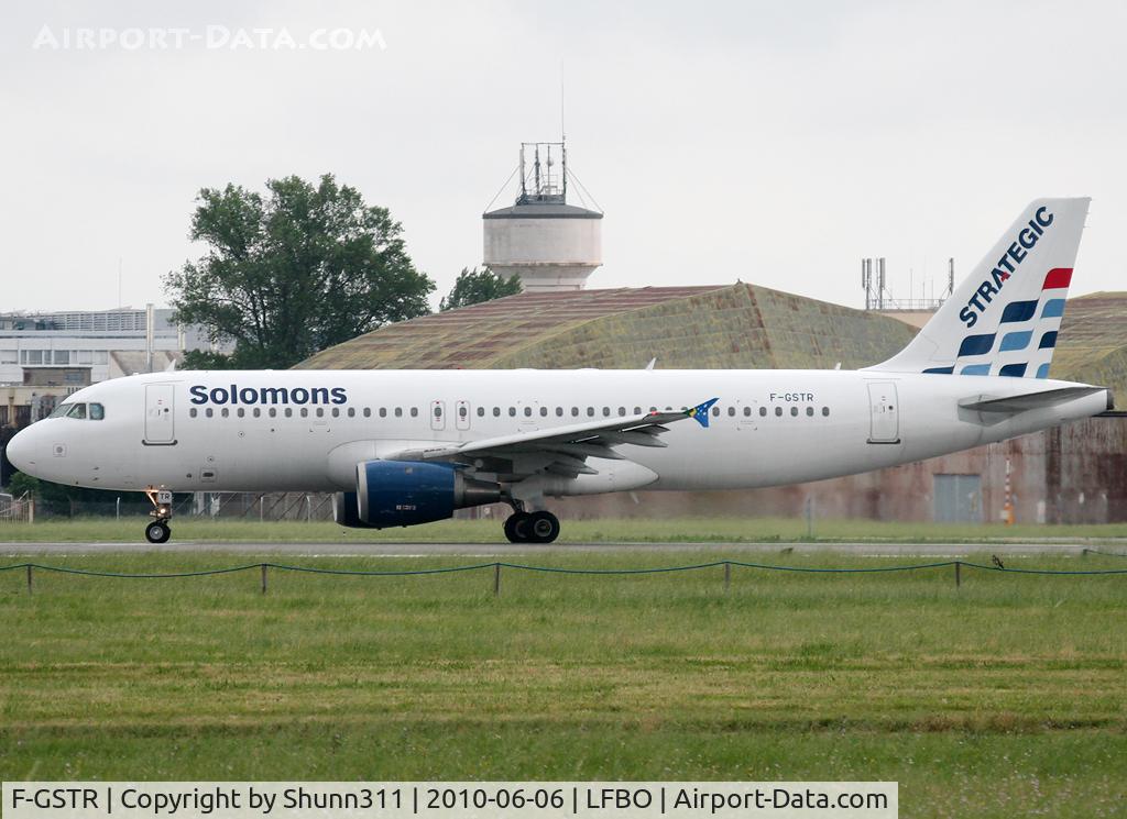 F-GSTR, 1994 Airbus A320-212 C/N 436, Ready for take off rwy 32R with still Solomons titles !