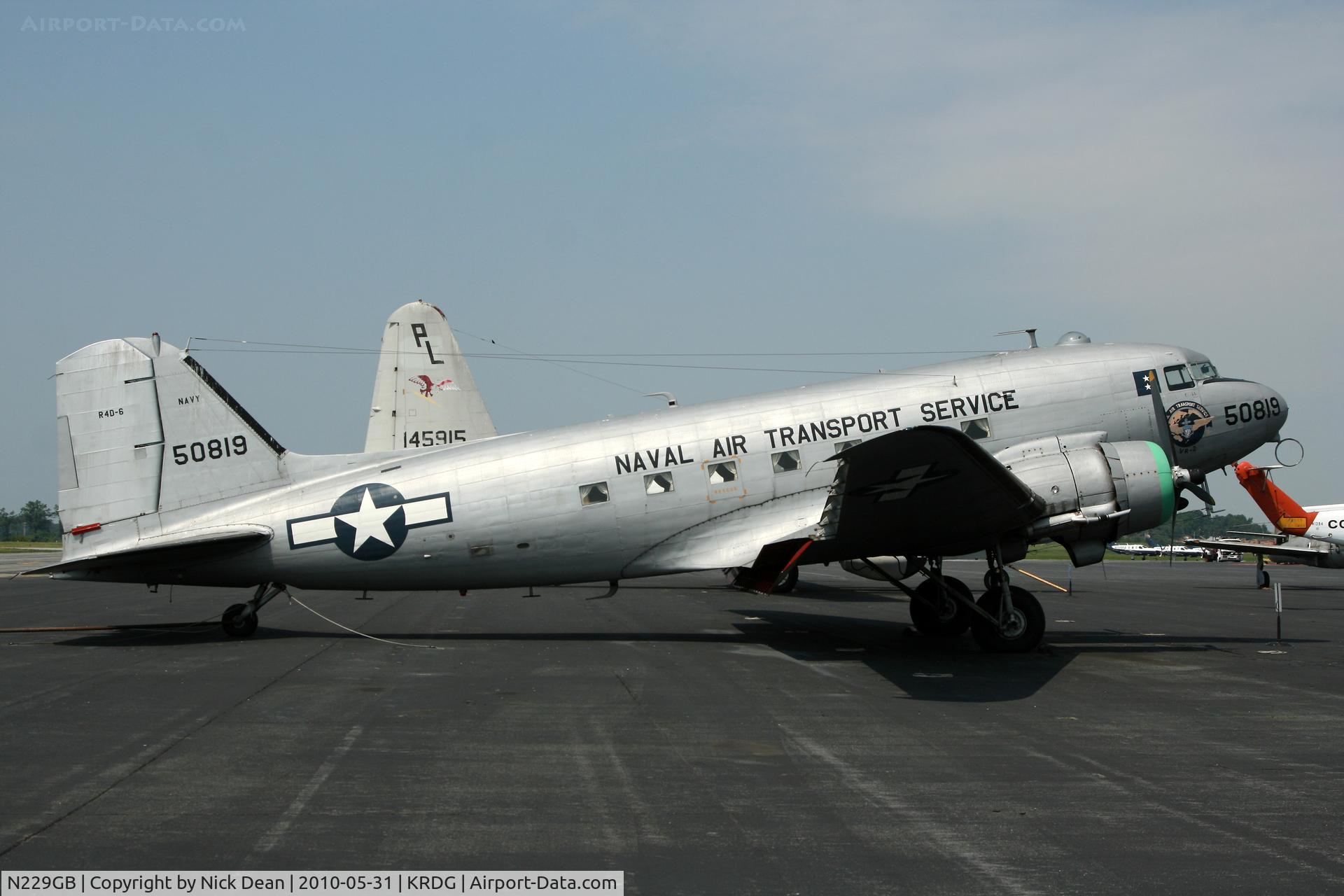 N229GB, 1944 Douglas C-47B-20-DK (R4D-6Z/DC-3) C/N 26874, KRDG Registration history 43-49613, Bu50819, N9119Z, N60, N68, N68AH, N229GB