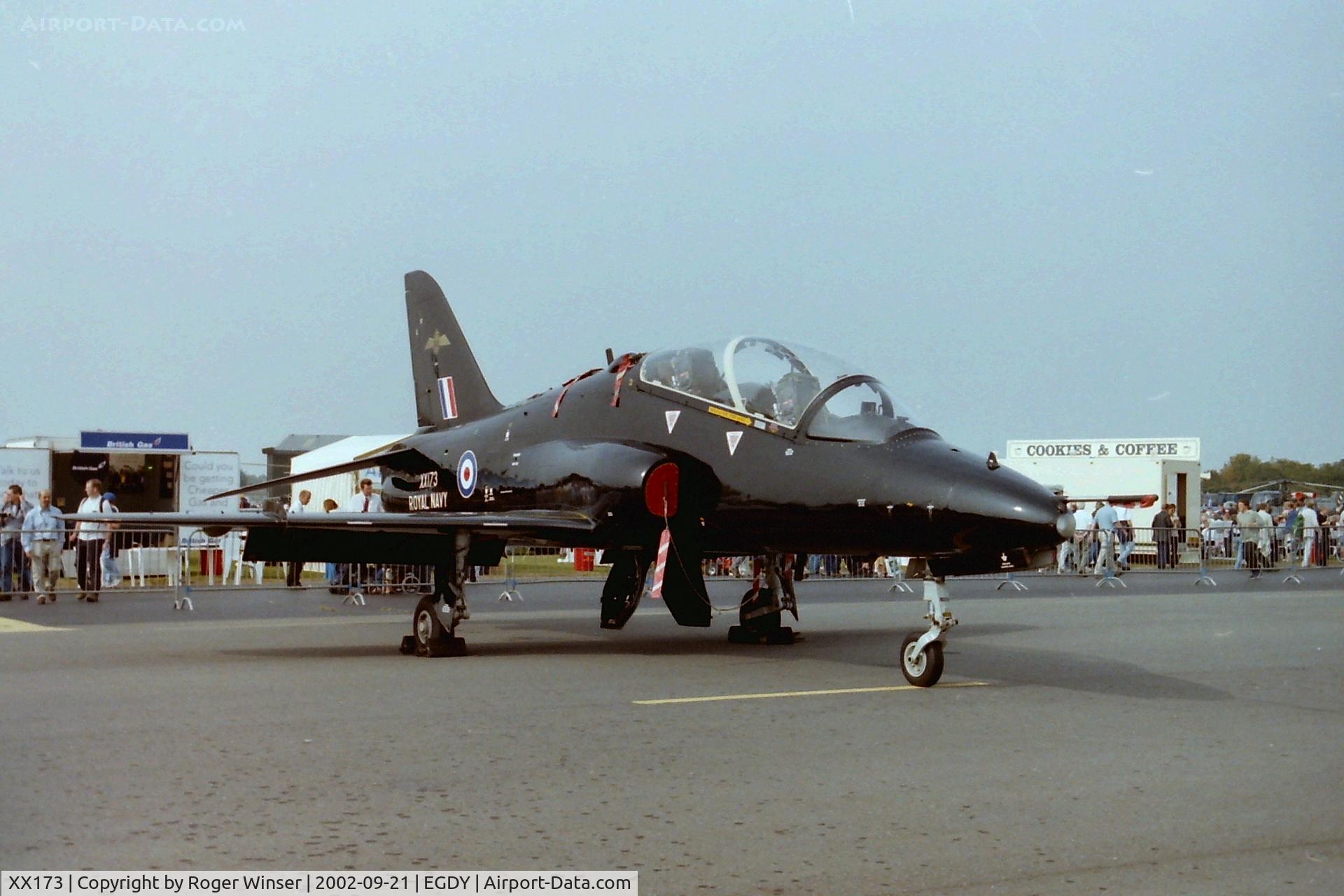 XX173, 1977 Hawker Siddeley Hawk T.1 C/N 020/312020, FRADU Hawk at RNAS Yeovilton Air Day 2002
