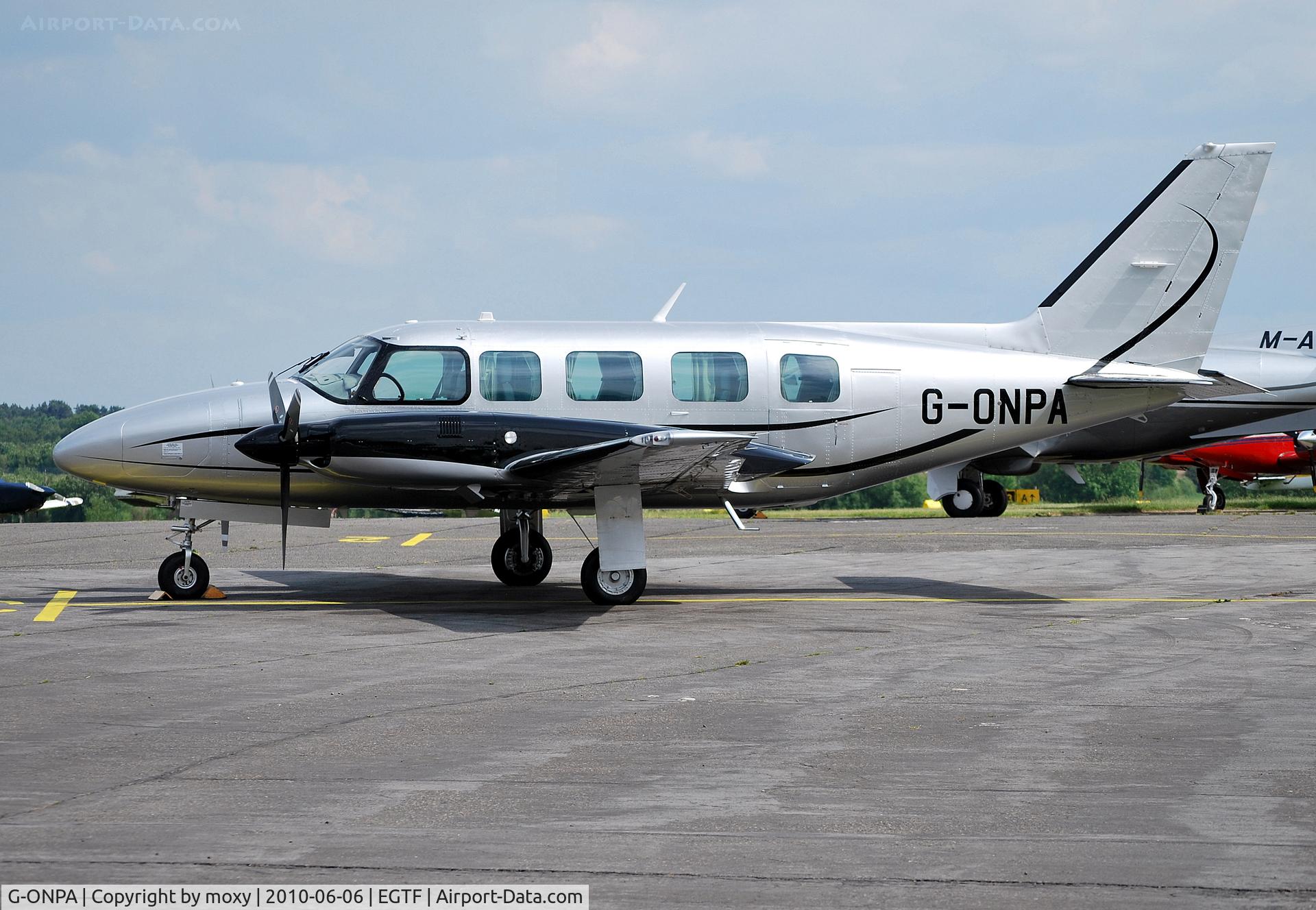 G-ONPA, 1979 Piper PA-31-350 Chieftain C/N 31-7952110, Piper Navajo Chieftan Ex N89PA in new Synergy livery at Fairoaks