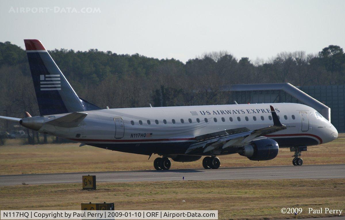 N117HQ, 2007 Embraer 175LR (ERJ-170-200LR) C/N 17000184, Landing roll, slowing her down