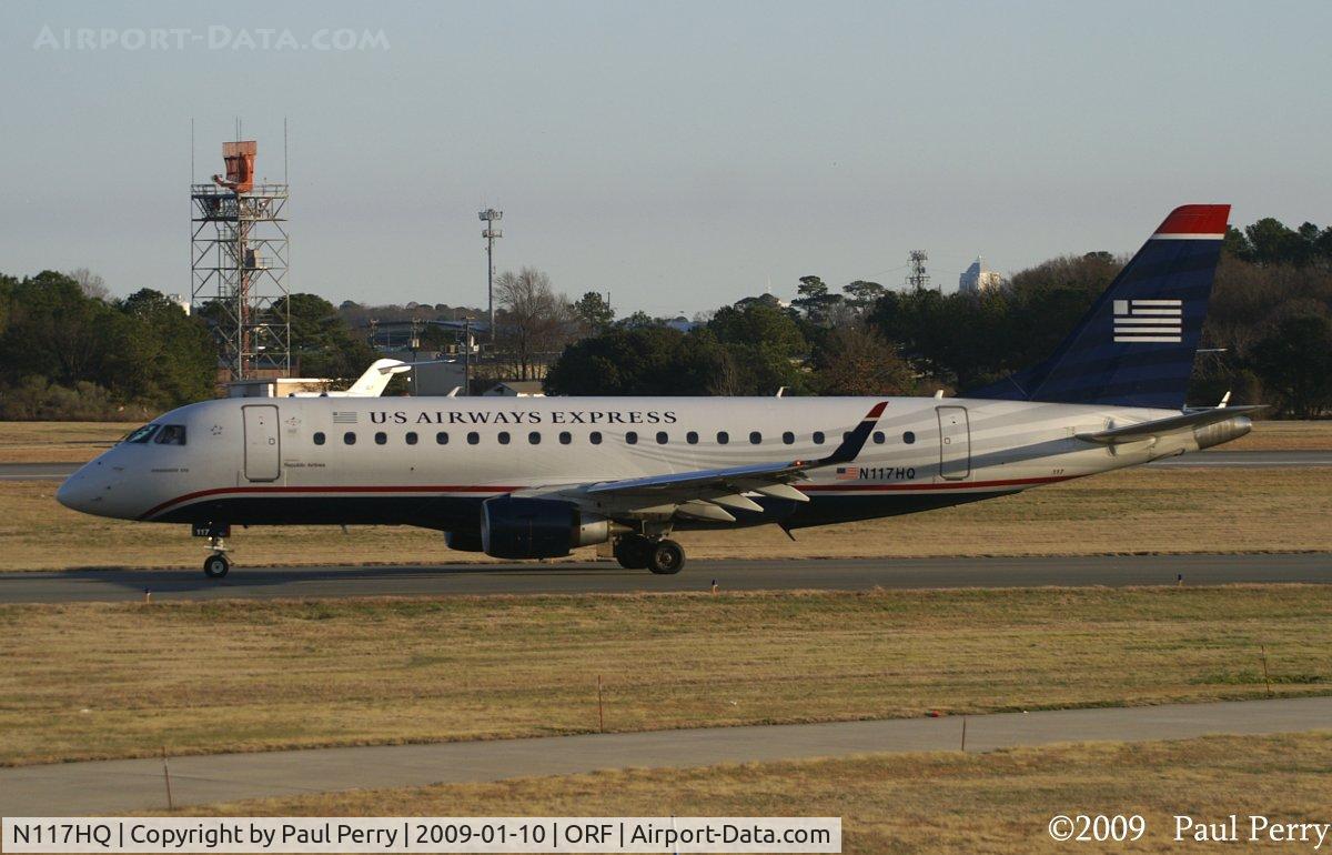 N117HQ, 2007 Embraer 175LR (ERJ-170-200LR) C/N 17000184, Reloaded and refueled, taxiing out for her place in line