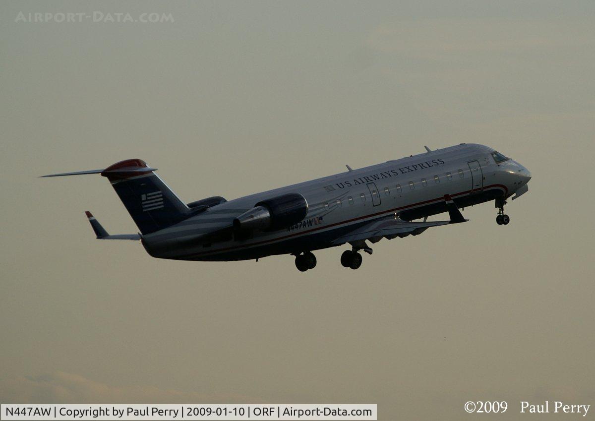 N447AW, 2003 Bombardier CRJ-200LR (CL-600-2B19) C/N 7812, US Airways departure