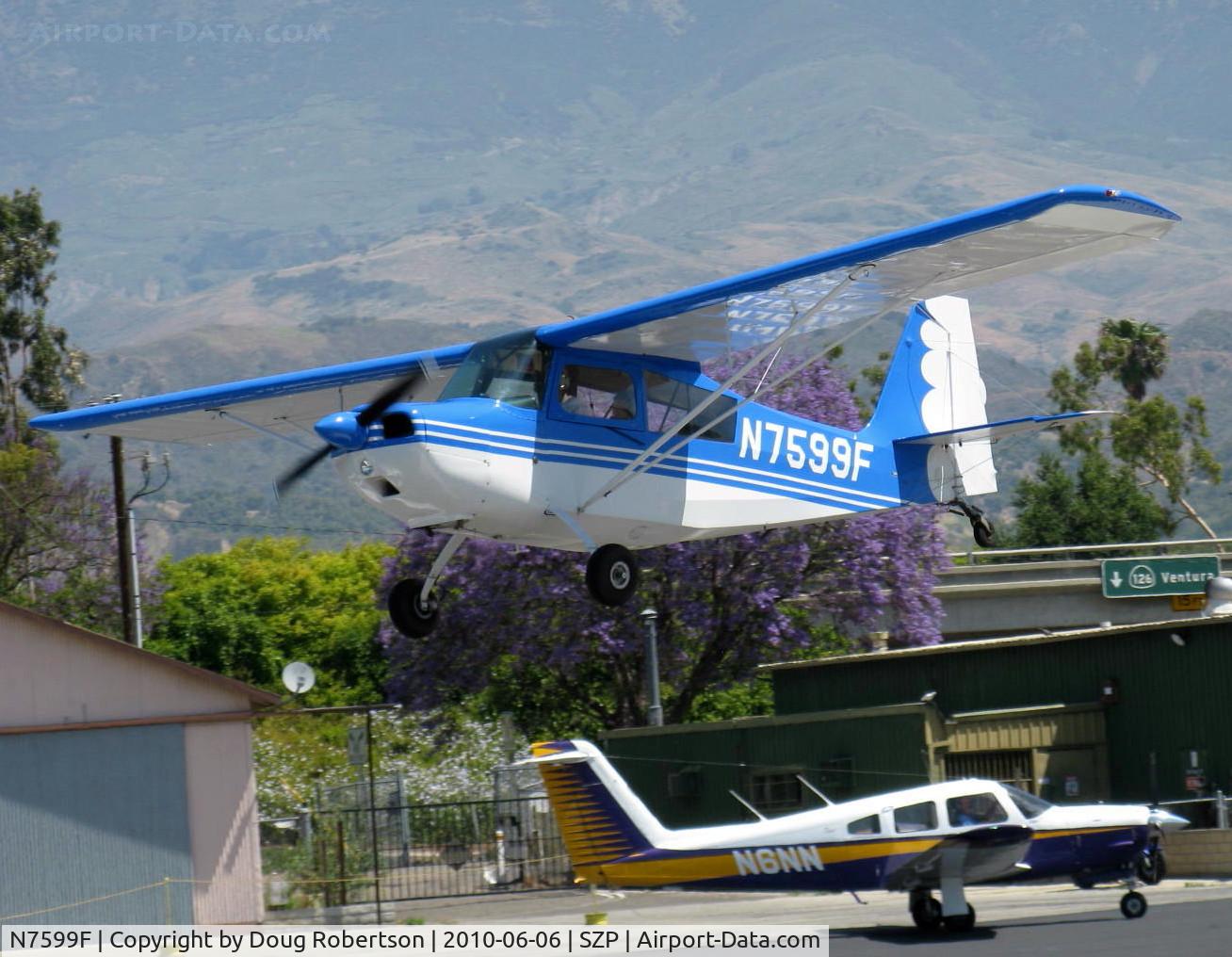 N7599F, 1970 Champion 7ECA Citabria C/N 745-70, 1970 Champion 7ECA CITABRIA, Lycoming O-235 115 Hp, Young Eagles flight on final Rwy 22