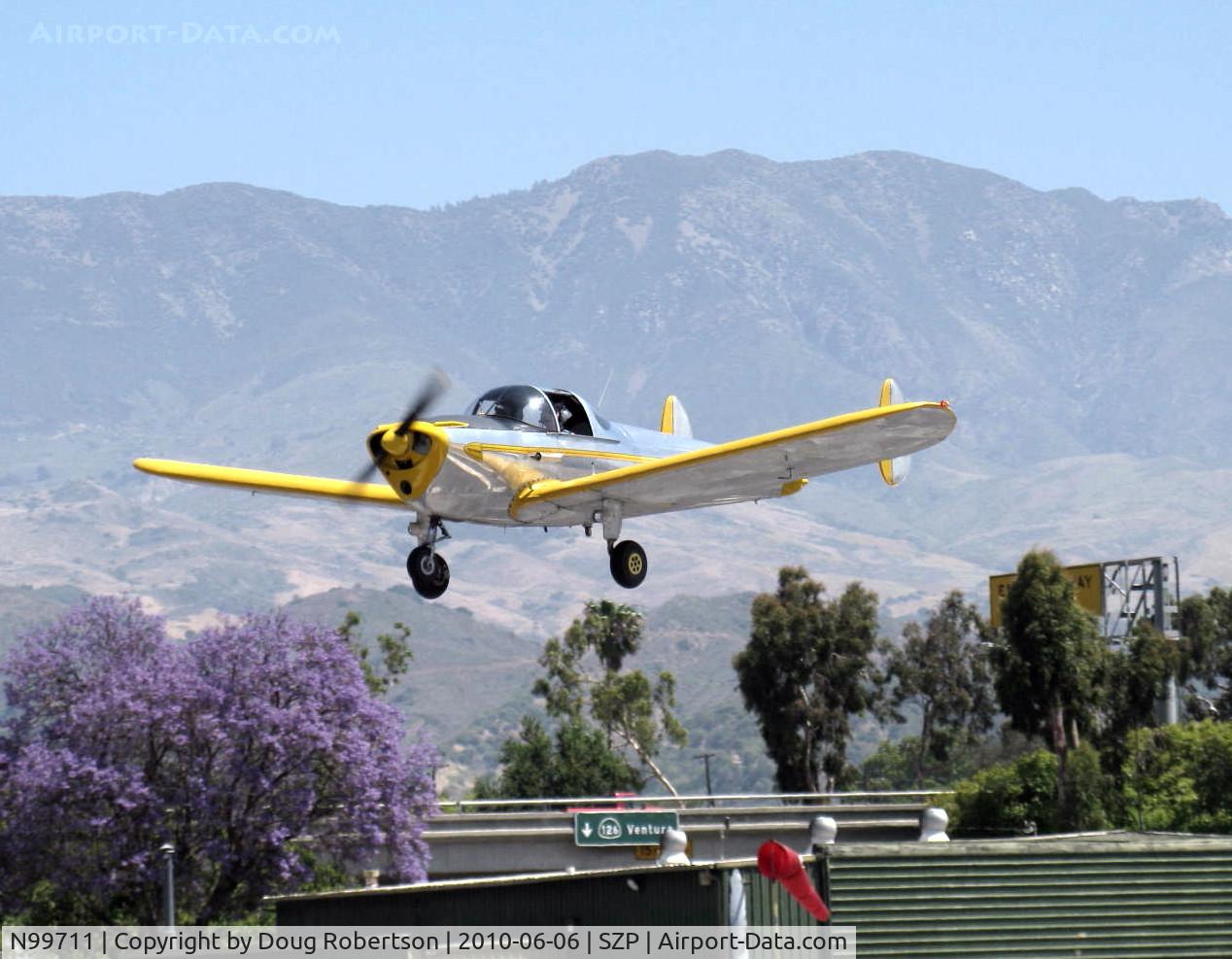 N99711, 1946 Erco 415D Ercoupe C/N 2334, 1946 ERCO ERCOUPE 415-D, Continental O-200 100 Hp upgrade, landing Rwy 22
