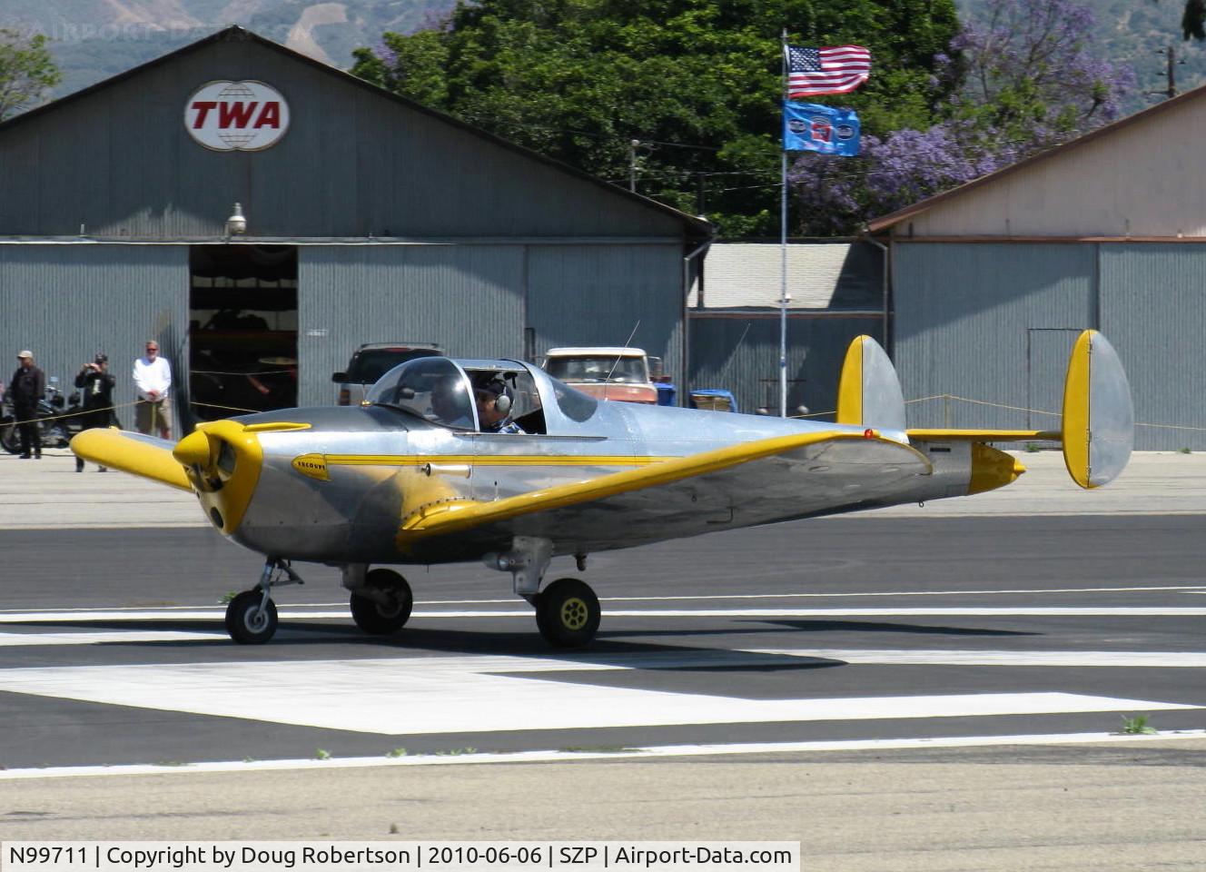 N99711, 1946 Erco 415D Ercoupe C/N 2334, 1946 ERCO ERCOUPE 415-D, Continental O-200 100 Hp, takeoff roll Rwy 22