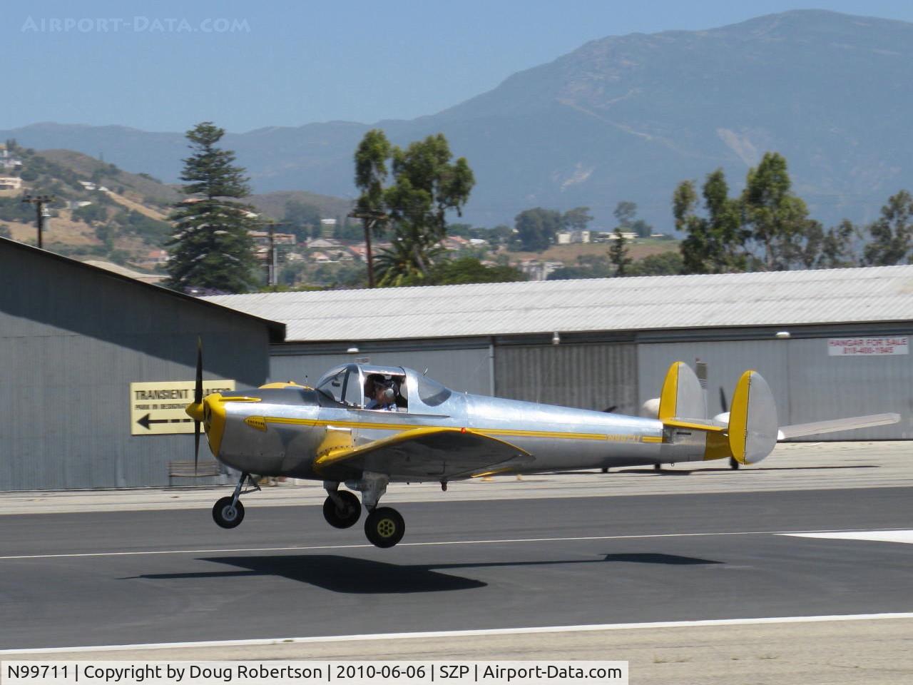 N99711, 1946 Erco 415D Ercoupe C/N 2334, 1946 ERCO ERCOUPE 415-D, Continental O-200 100 Hp, landing Rwy 22