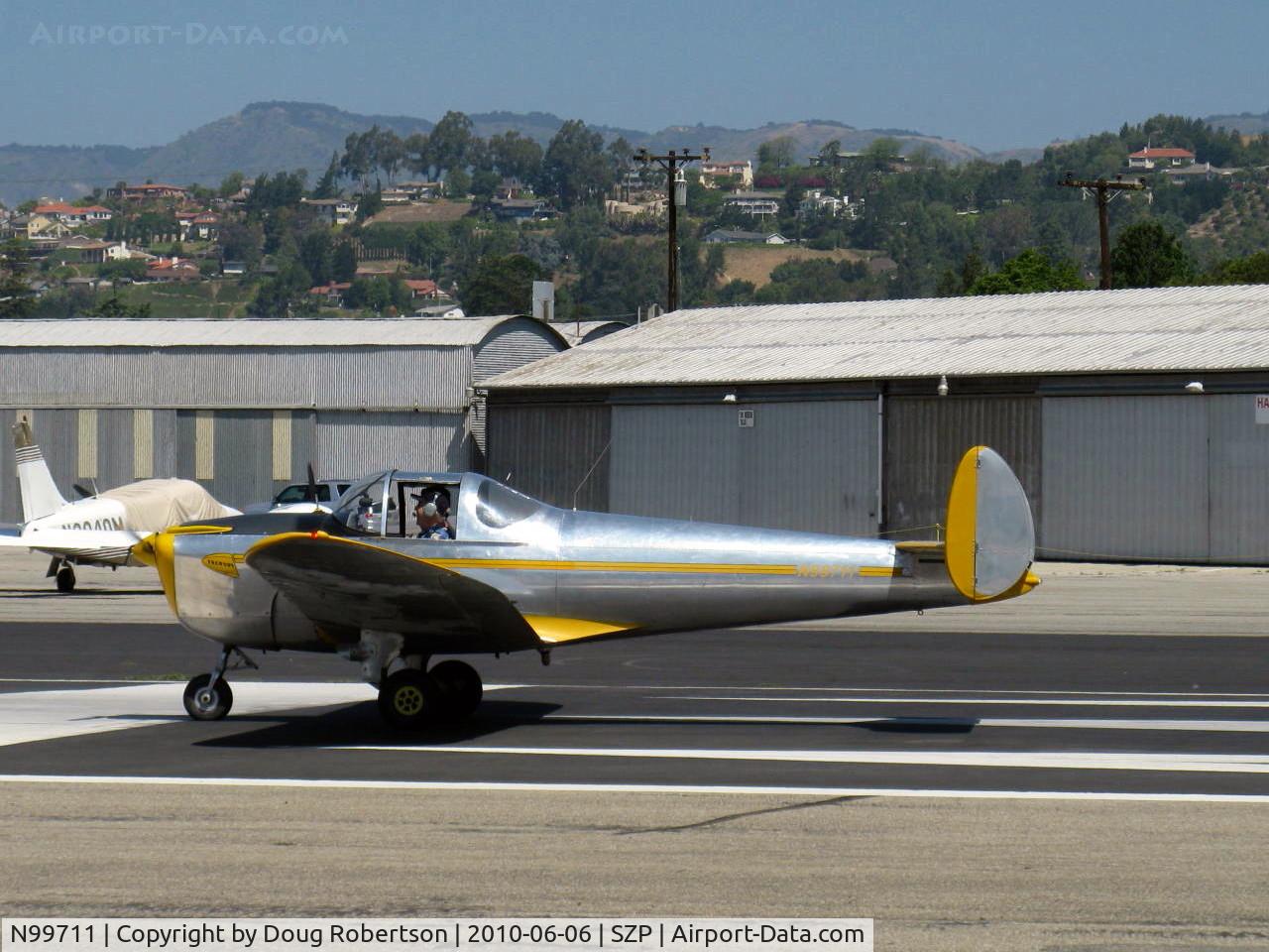 N99711, 1946 Erco 415D Ercoupe C/N 2334, 1946 ERCO ERCOUPE 415-D, Continental O-200 100 Hp, takeoff roll Rwy 22