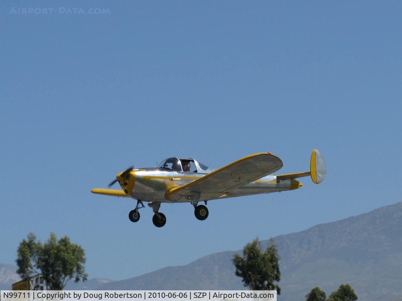 N99711, 1946 Erco 415D Ercoupe C/N 2334, 1946 ERCO ERCOUPE 415-C, Continental O-200 100 Hp, on final Rwy 22