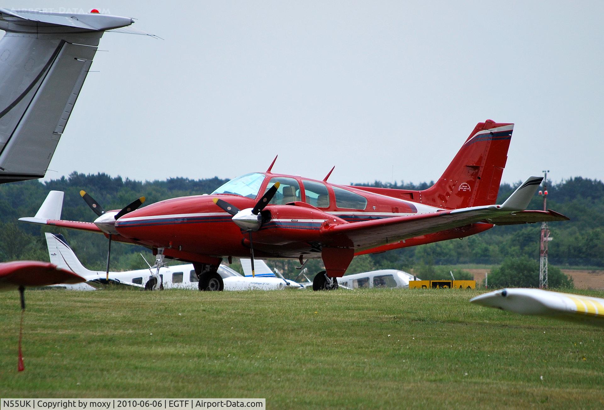 N55UK, 1978 Beech E-55 Baron Baron C/N TE-1128, Beech E55 Baron at Fairoaks. Ex G-FLAK