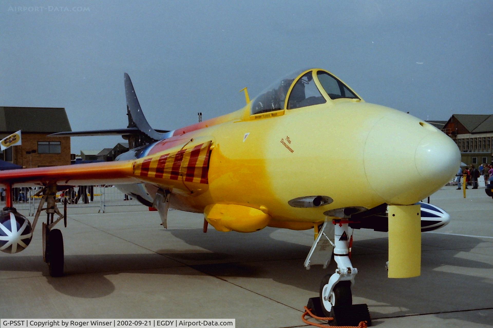 G-PSST, 1959 Hawker Hunter F.58A C/N HABL-003115, Ex-Swiss AF J-4104. Miss Demeanor at RNAS Yeovilton Air Day 2002