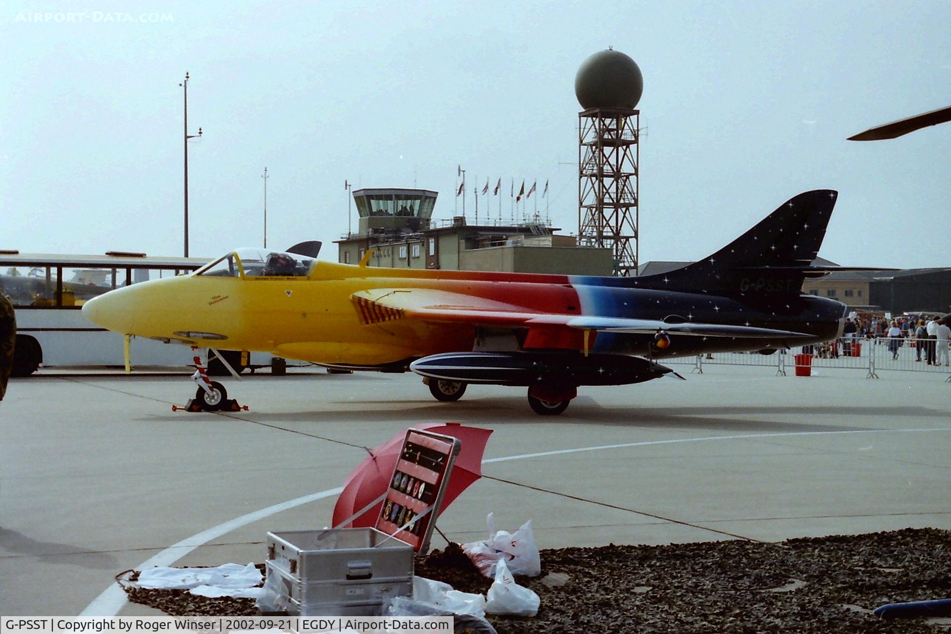 G-PSST, 1959 Hawker Hunter F.58A C/N HABL-003115, Ex-Swiss AF J-4104. Miss Demeanor at RNAS Yeovilton Air Day 2002