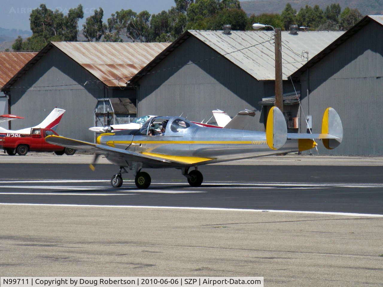 N99711, 1946 Erco 415D Ercoupe C/N 2334, 19046 ERCO ERCOUPE 415-D, Continental O-200 100 Hp upgrade, takeoff roll Rwy 22