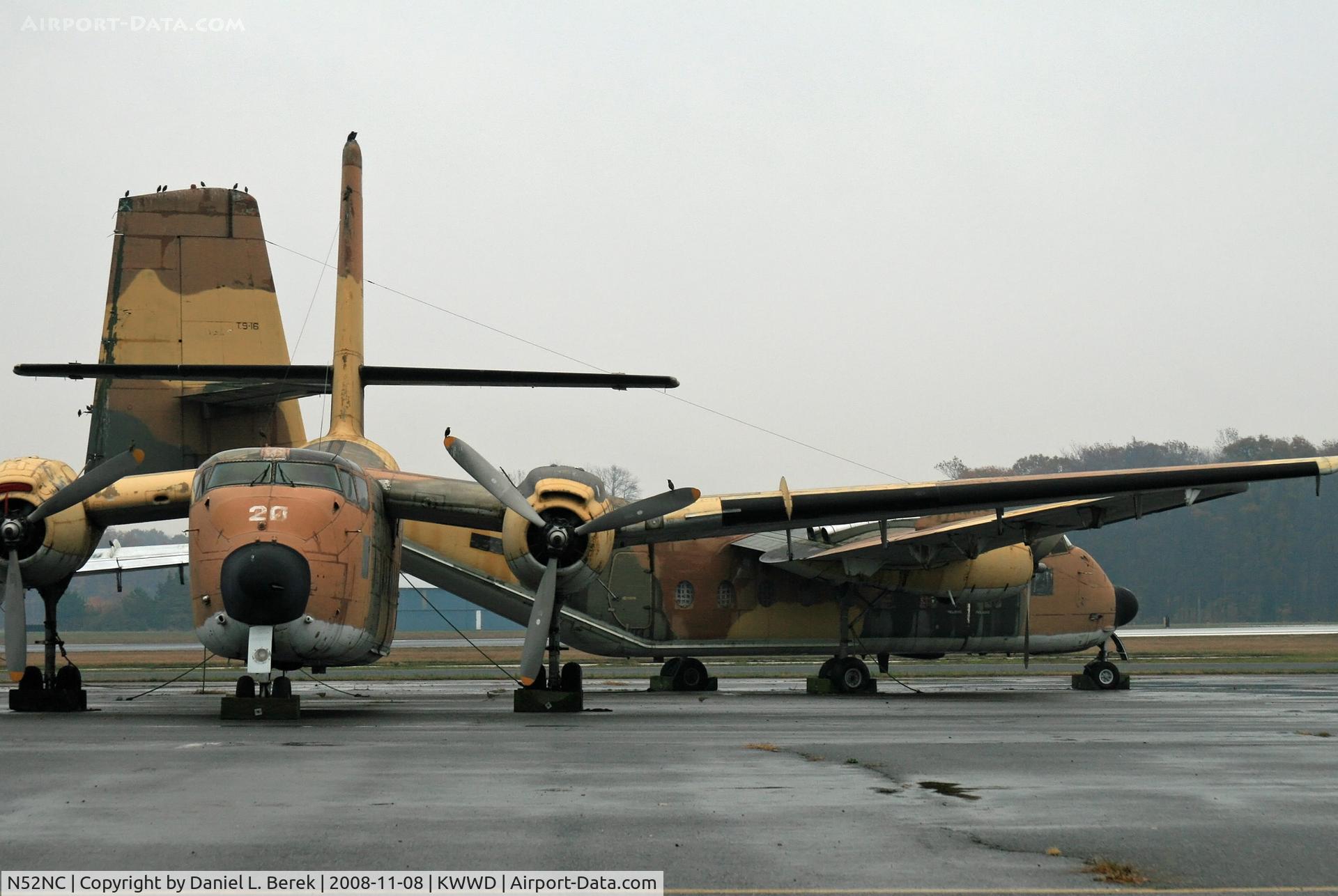 N52NC, 1960 De Havilland Canada Caribou DHC-4A C/N 26, Formerly with the Spanish Air Force, this bird was flown to Cape May County Airport with hopes of conversion to turbine power.  Sadly, she languishes.