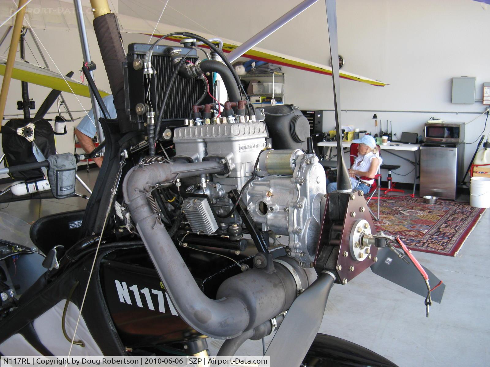 N117RL, 1995 Airborne Edge C/N E181, 1995 Airborne Windsports Pty Ltd EDGE, Rotax 582UL DCDI two-stroke two cylinder 65 Hp pusher, weight-shift control Experimental Light Sport aircraft, engine and three-blade prop