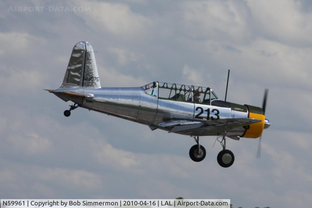 N59961, 1942 Consolidated Vultee BT-13A C/N 7722, Arriving at Lakeland, Florida during Sun N Fun 2010.