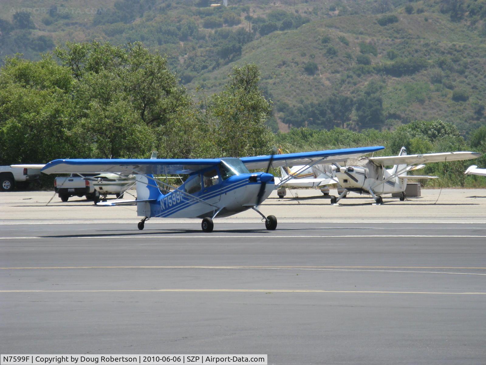 N7599F, 1970 Champion 7ECA Citabria C/N 745-70, 1970 Champion 7ECA CITABRIA, Lycoming O-235 115 Hp, taxi off the active, Young Eagles flight