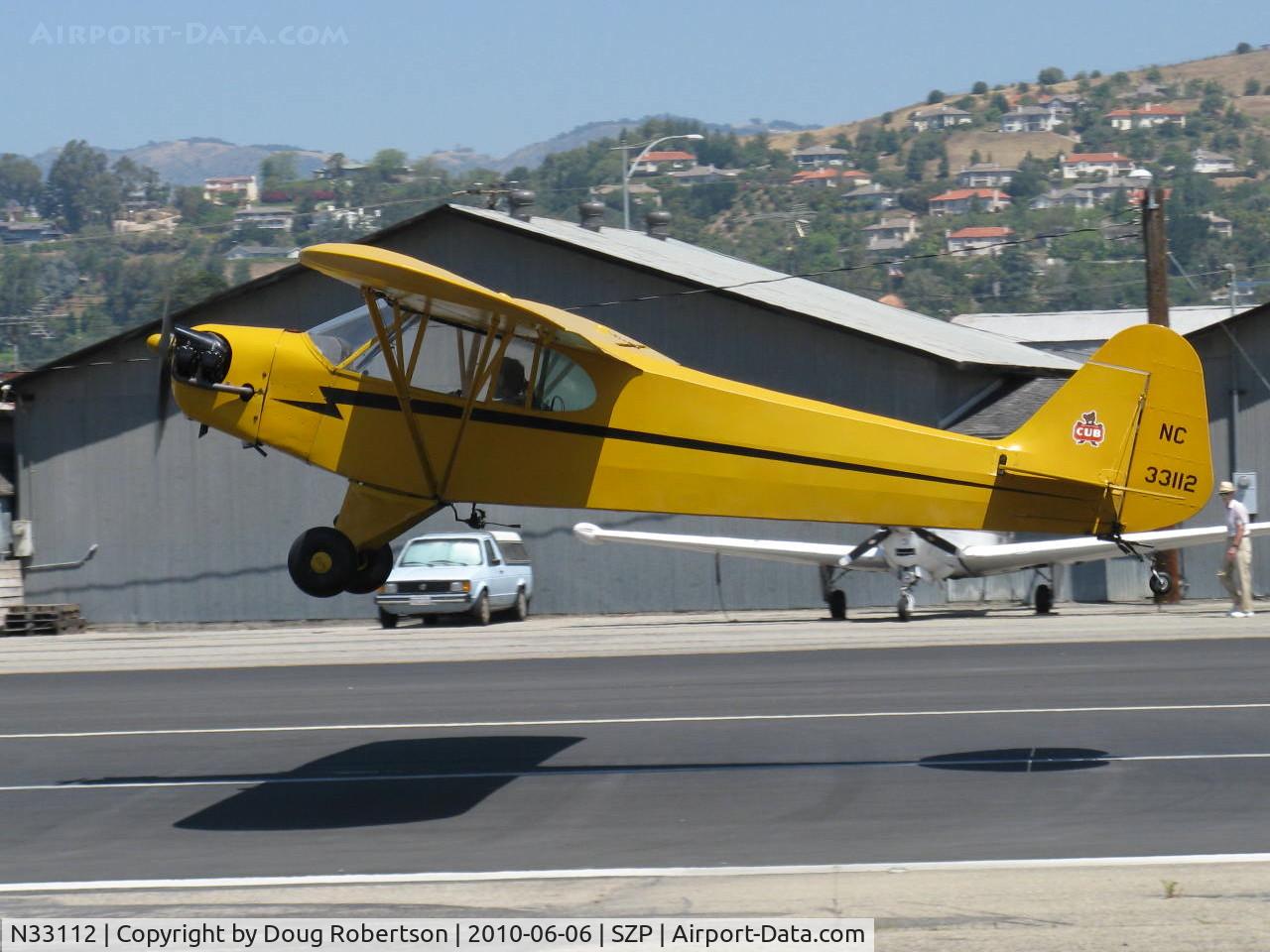 N33112, 1940 Piper J3C-65 Cub Cub C/N 5830, 1940 Piper J3C-65 CUB, Continental C90 90 Hp upgrade, STOL takeoff demo Rwy 22