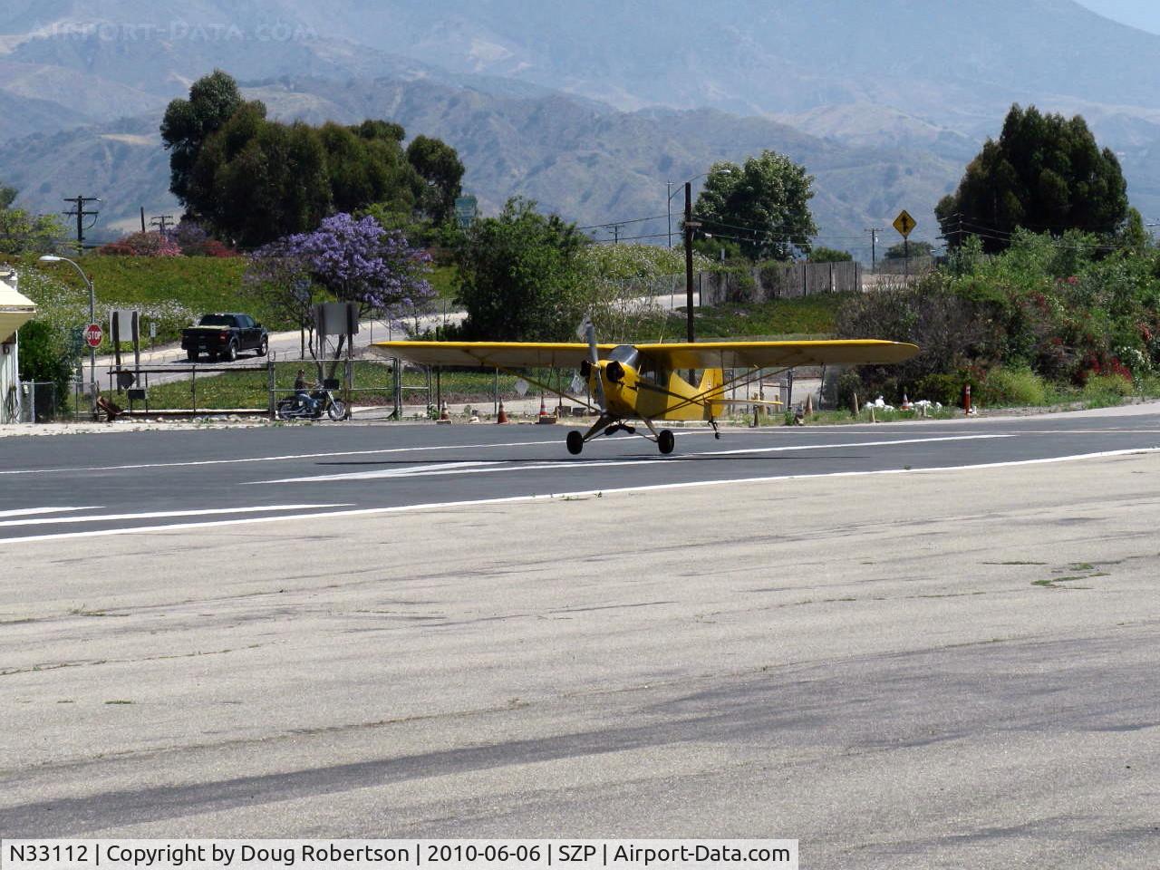 N33112, 1940 Piper J3C-65 Cub Cub C/N 5830, 1940 Piper J3C-65 CUB, Continental C90 90 Hp, landing Rwy 22
