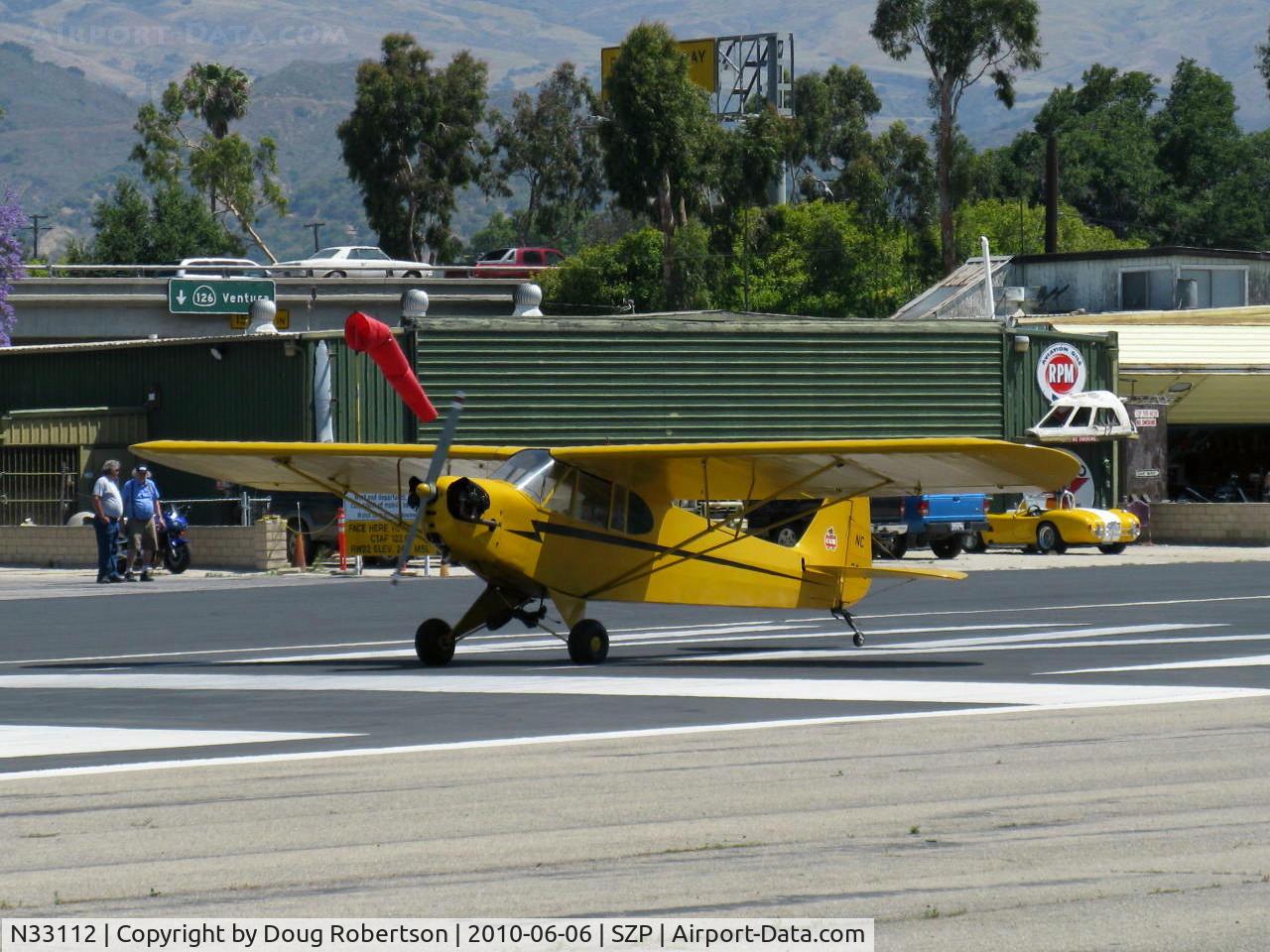 N33112, 1940 Piper J3C-65 Cub Cub C/N 5830, 1940 Piper J3C-65 CUB, Continental C90 90 Hp, landing Rwy 22