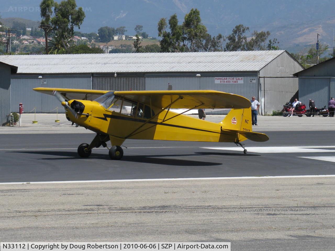 N33112, 1940 Piper J3C-65 Cub Cub C/N 5830, 1940 Piper J3C-65 CUB, Continental C90 90 Hp upgrade, takeoff roll Rwy 22
